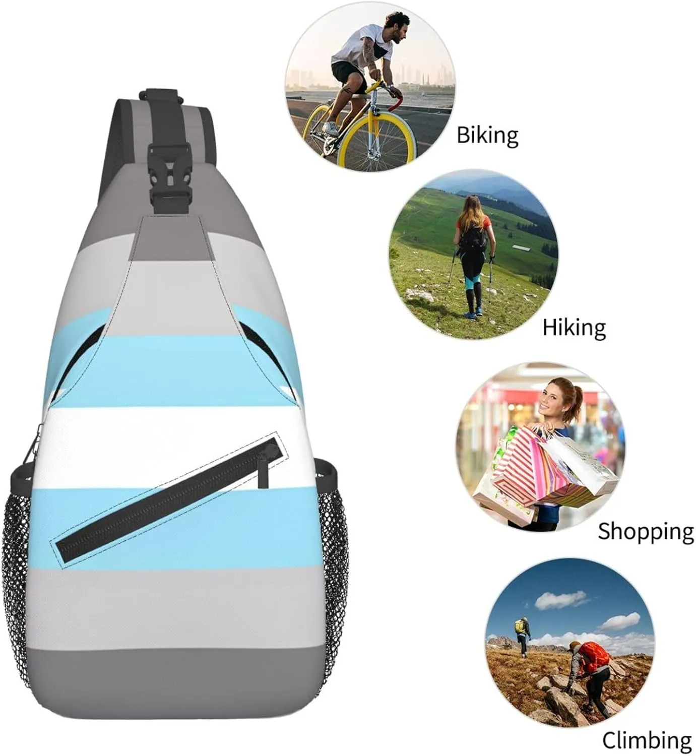 Demiboy Pride Flag Chest Sling Bag Crossbody Shoulder Backpack Bag Gym Cycling Daypack Travel Hiking Cross Bag
