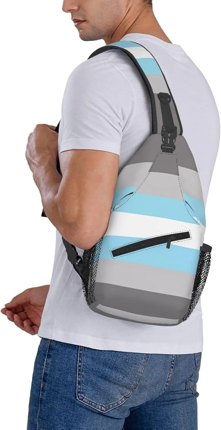 Demiboy Pride Flag Chest Sling Bag Crossbody Shoulder Backpack Bag Gym Cycling Daypack Travel Hiking Cross Bag