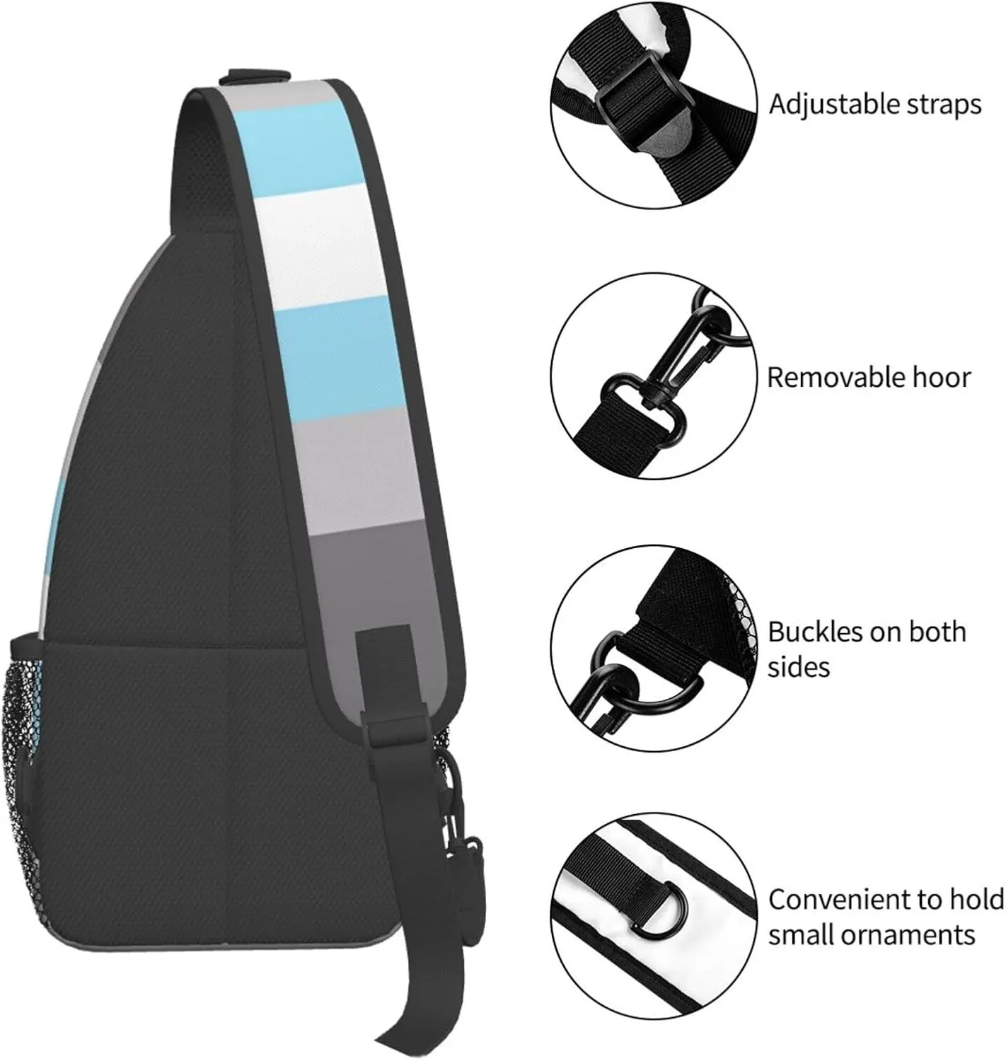Demiboy Pride Flag Chest Sling Bag Crossbody Shoulder Backpack Bag Gym Cycling Daypack Travel Hiking Cross Bag