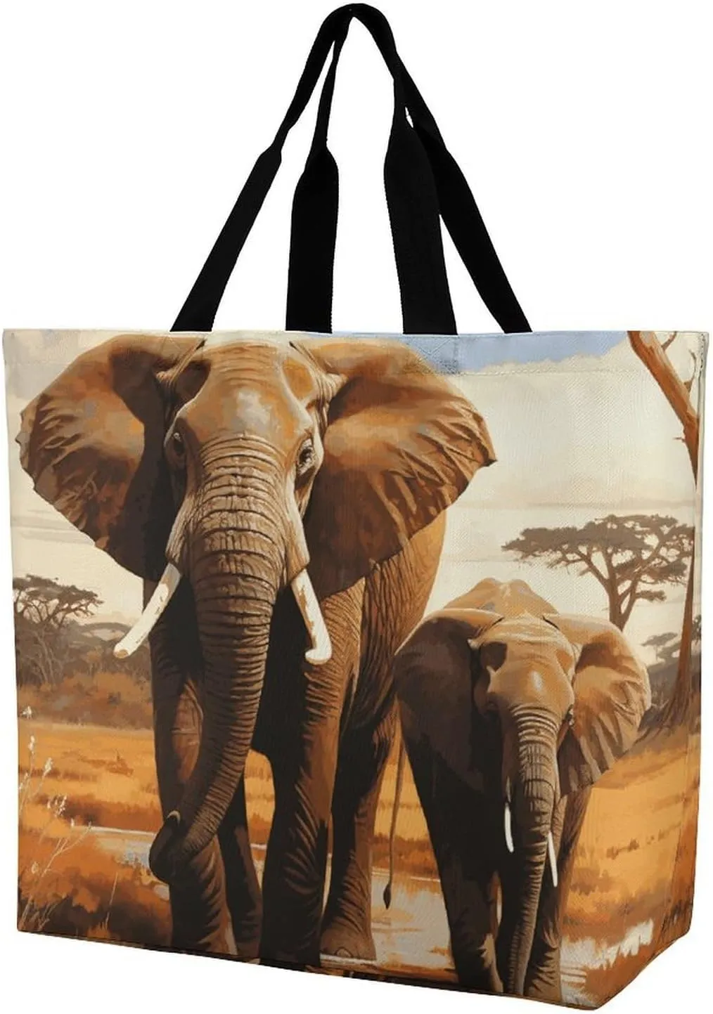 Depict A Leopard Beach Bag Reusable Tote Bag Foldable Grocery Bags Women Shopping Bags for Daily Essentials