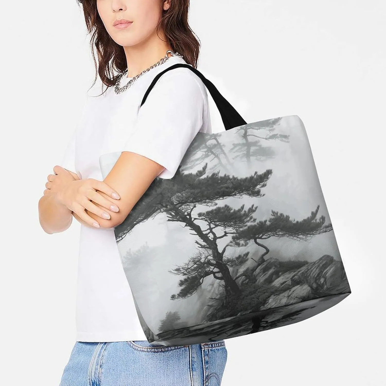 Depict A Leopard Beach Bag Reusable Tote Bag Foldable Grocery Bags Women Shopping Bags for Daily Essentials