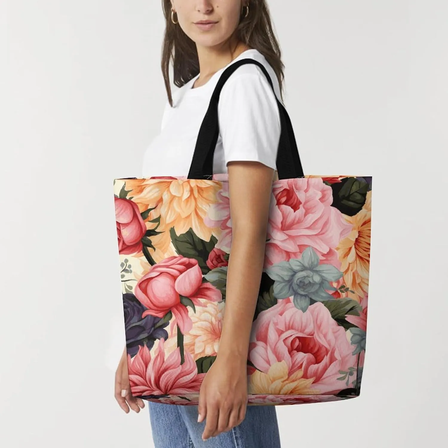 Depict A Leopard Beach Bag Reusable Tote Bag Foldable Grocery Bags Women Shopping Bags for Daily Essentials