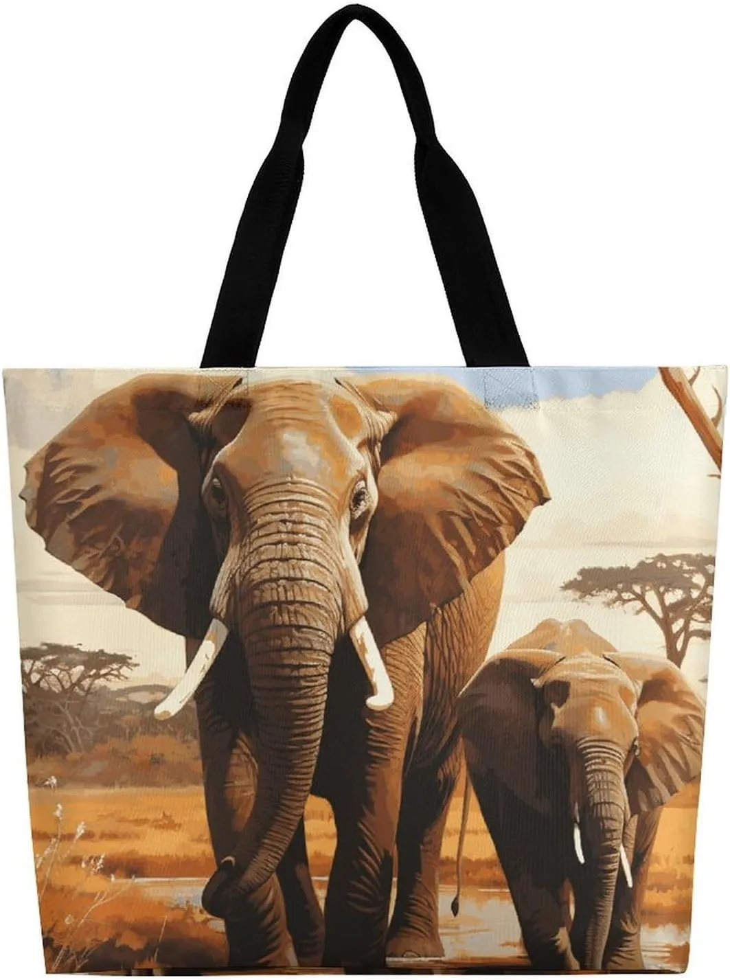 Depict A Leopard Beach Bag Reusable Tote Bag Foldable Grocery Bags Women Shopping Bags for Daily Essentials