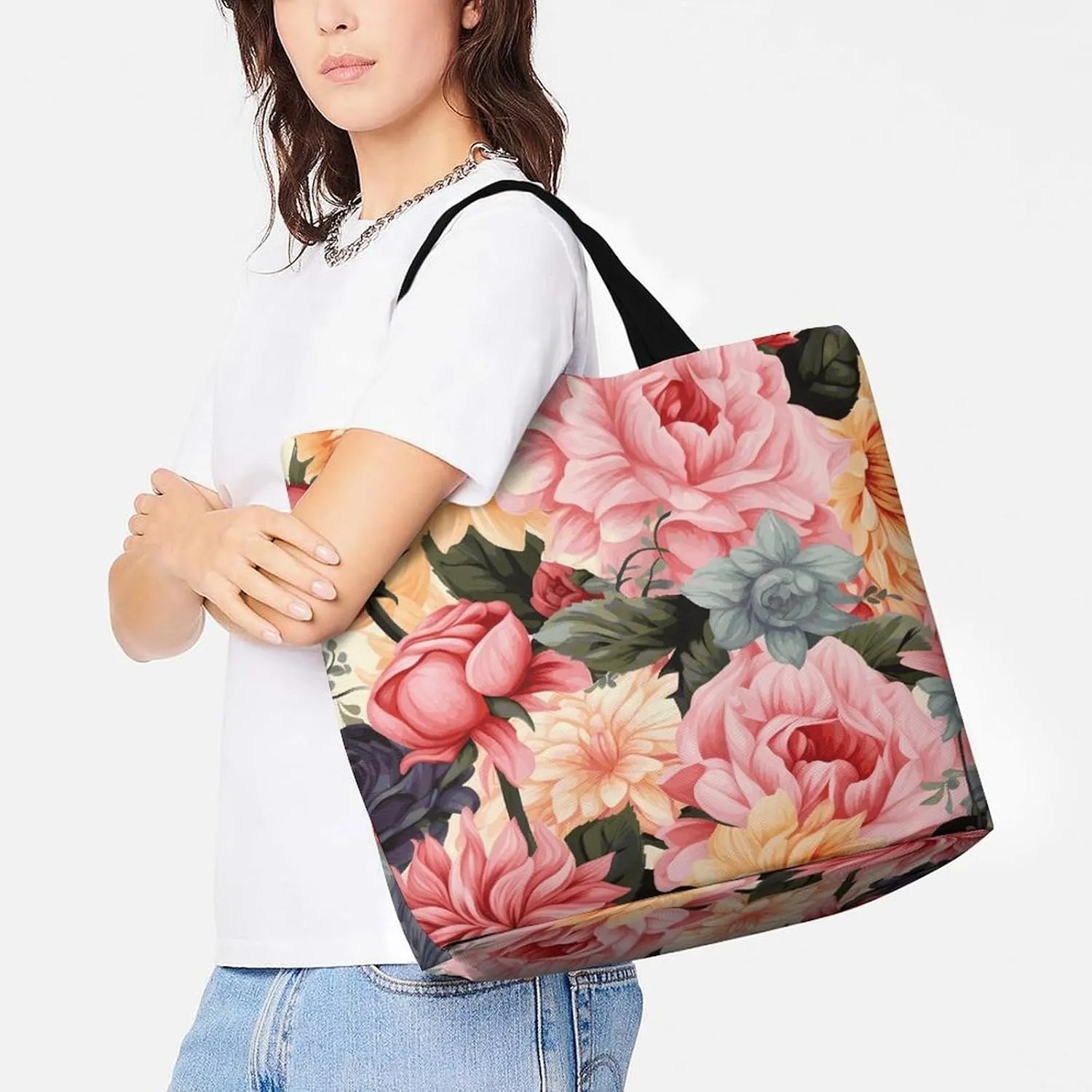 Depict A Leopard Beach Bag Reusable Tote Bag Foldable Grocery Bags Women Shopping Bags for Daily Essentials