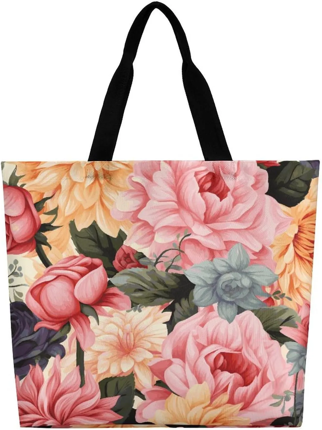 Depict A Leopard Beach Bag Reusable Tote Bag Foldable Grocery Bags Women Shopping Bags for Daily Essentials