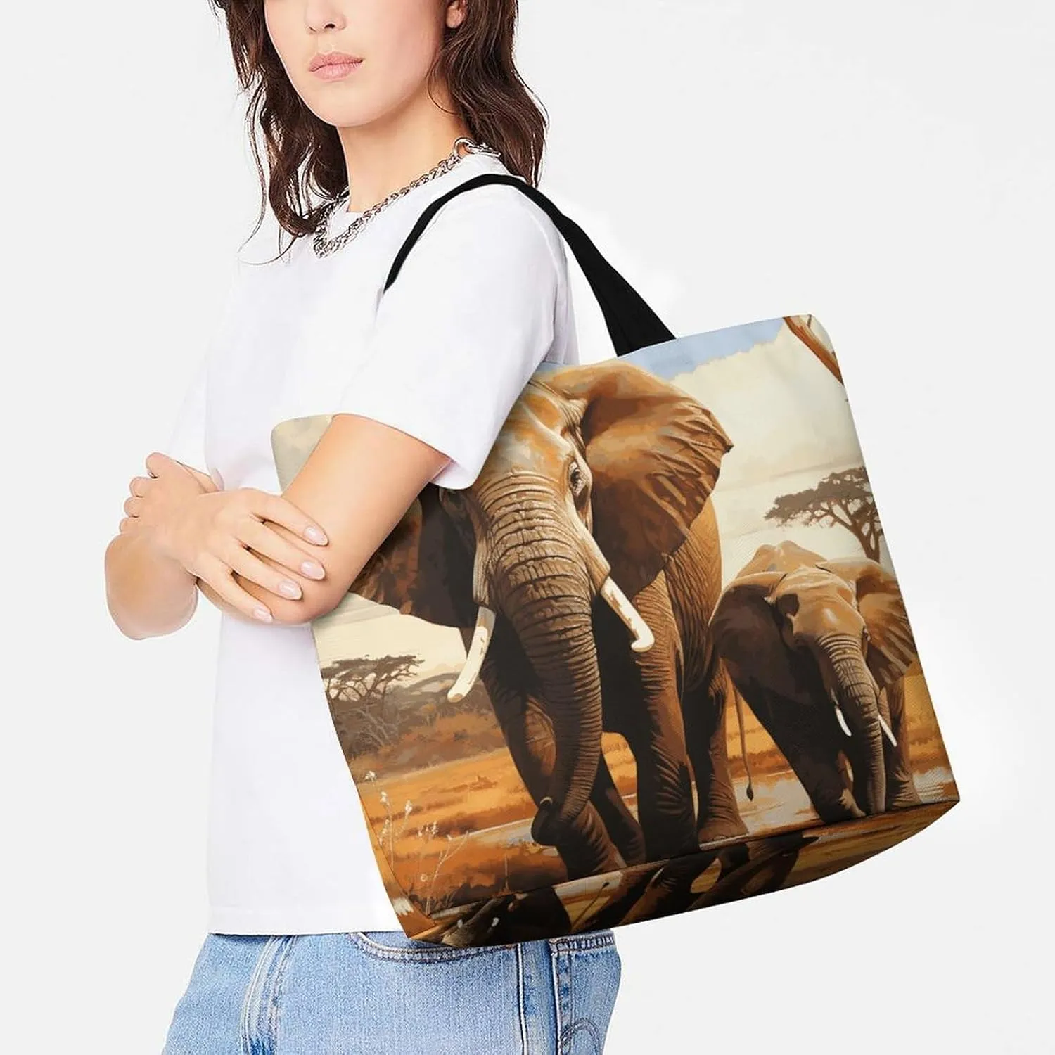 Depict A Leopard Beach Bag Reusable Tote Bag Foldable Grocery Bags Women Shopping Bags for Daily Essentials