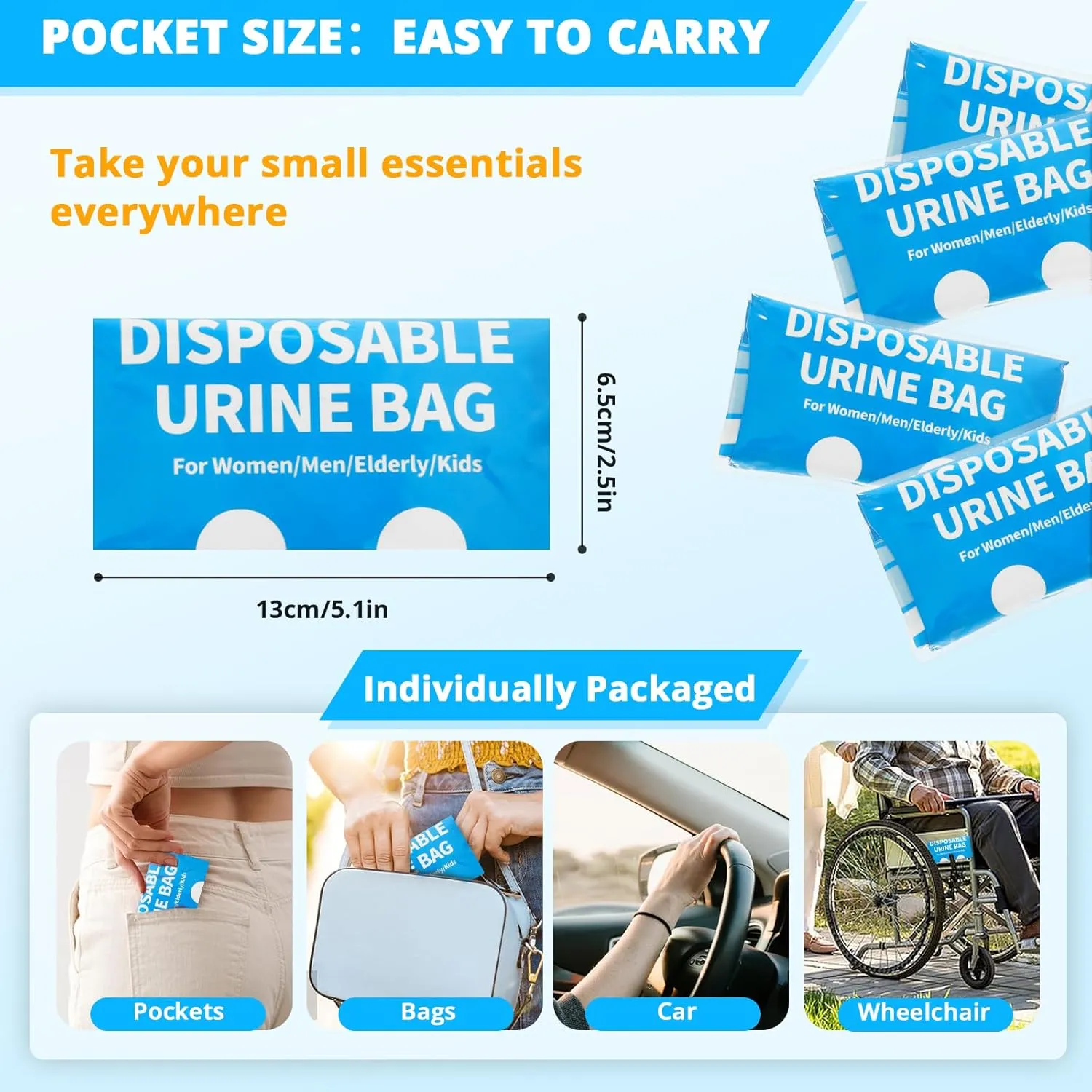 Disposable Urine Bag for Travel - 900ML Portable Pee Bags for Women Men 8/12/20/24/28 PCS Emergency Vomit Bags Urinal Toilet for Car Camping, Road Trip,Traffic Jam, Pregnant, Kid, Patient