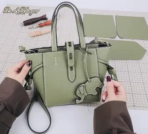 DIY Bag Satchel Purse Wallet Tote Making Kit PU Leather Material Pattern Accessory Handmade Handbag Shoulder Bag Sew Sewing Knitting Stitching Craft Tool Set Birthday Holiday Day Gift Video Sub