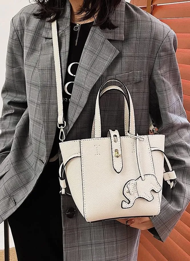 DIY Bag Satchel Purse Wallet Tote Making Kit PU Leather Material Pattern Accessory Handmade Handbag Shoulder Bag Sew White DIY10001 Little Elephant