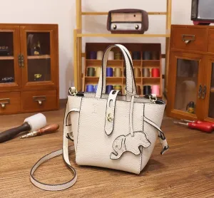 DIY Bag Satchel Purse Wallet Tote Making Kit PU Leather Material Pattern Accessory Handmade Handbag Shoulder Bag Sew White DIY10001 Little Elephant
