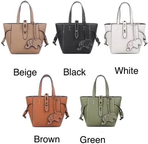 DIY Bag Satchel Purse Wallet Tote Making Kit PU Leather Material Pattern Accessory Handmade Handbag Shoulder Bag Sew White DIY10001 Little Elephant