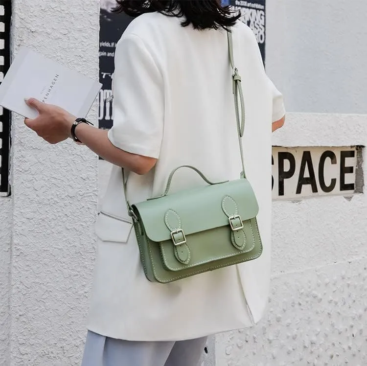 DIY Purse Bag Satchel Making Kit Cambridge Sewing Pattern Wallet PU Leather Material Craft Tool Set Handmade Handbag Shoulder Bag pdf Sew Knit Stitch Woman Girl Birthday Holiday Day Gift (2.Green)