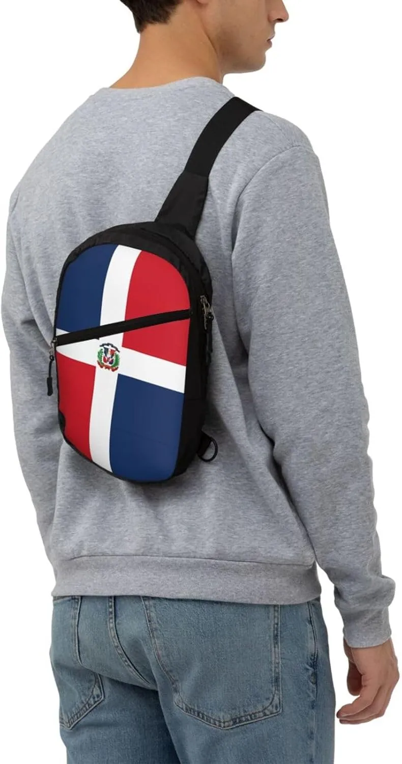 Dominican Flag Packable Crossbody Bag Portable Sling Bags Foldable Travel Daypack Reusable Sports Shoulder Backpack Diagonally Chest Bag for Workout