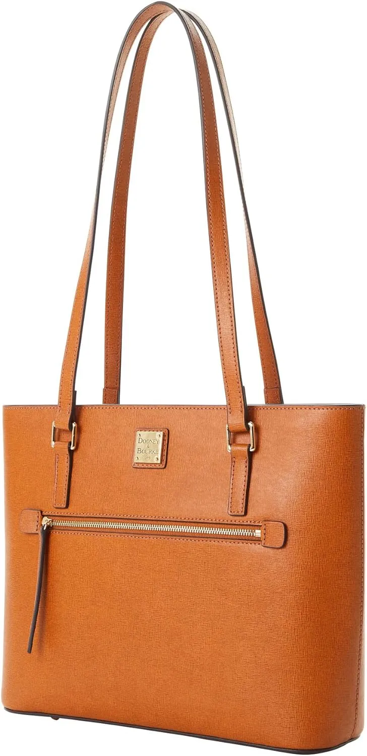 Dooney & Bourke Tote Bags for Women, Saffiano Shopper Leather Tote Bag with Zipper and Long Shoulder Straps