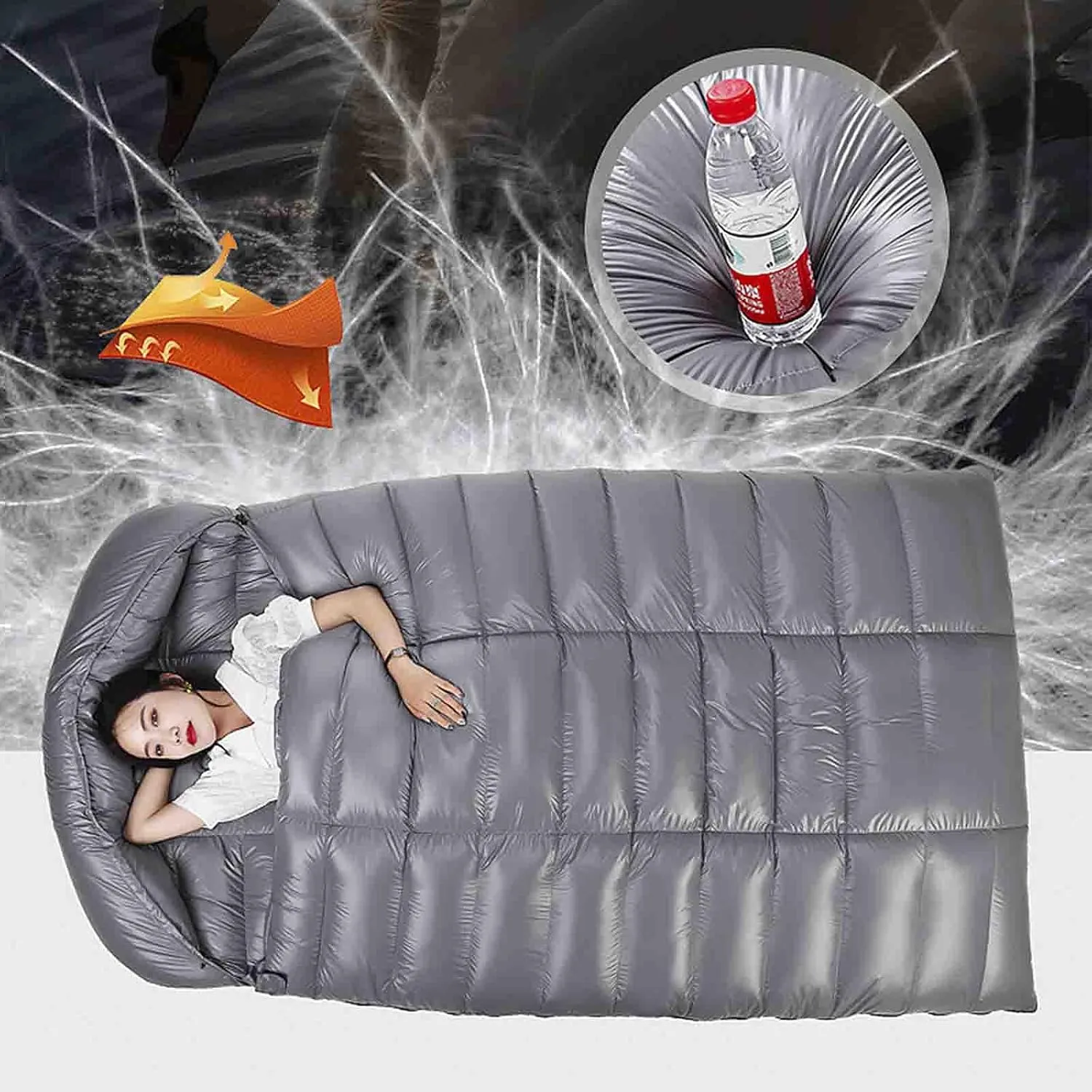 Double Sleeping Bag ??Queen Size Waterproof Sleeping Bag Good, Lightweight, for Camping, Cool Weather Backpacking, Hiking Ultralight Warm