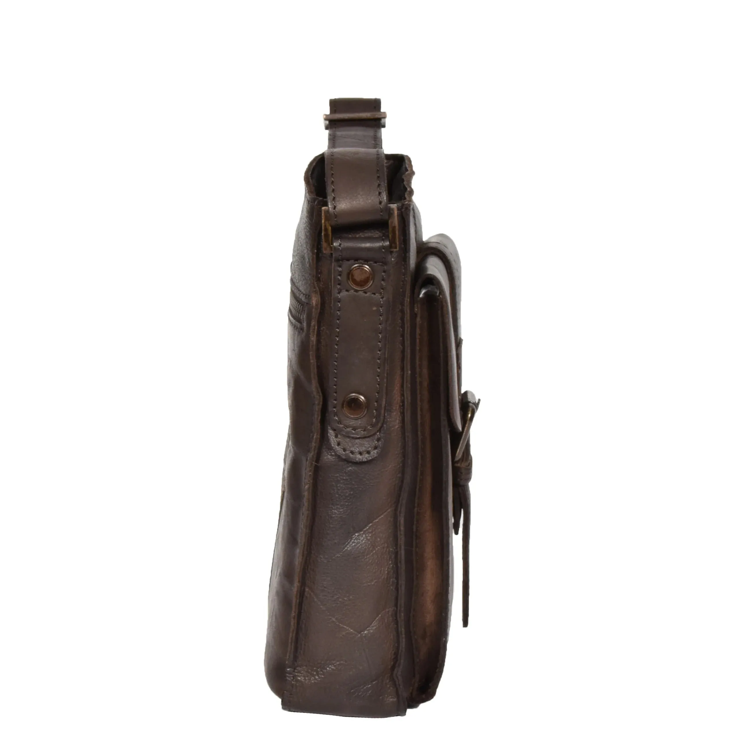 DR275 Mens Real Leather Vintage Body Bag Classic Brown