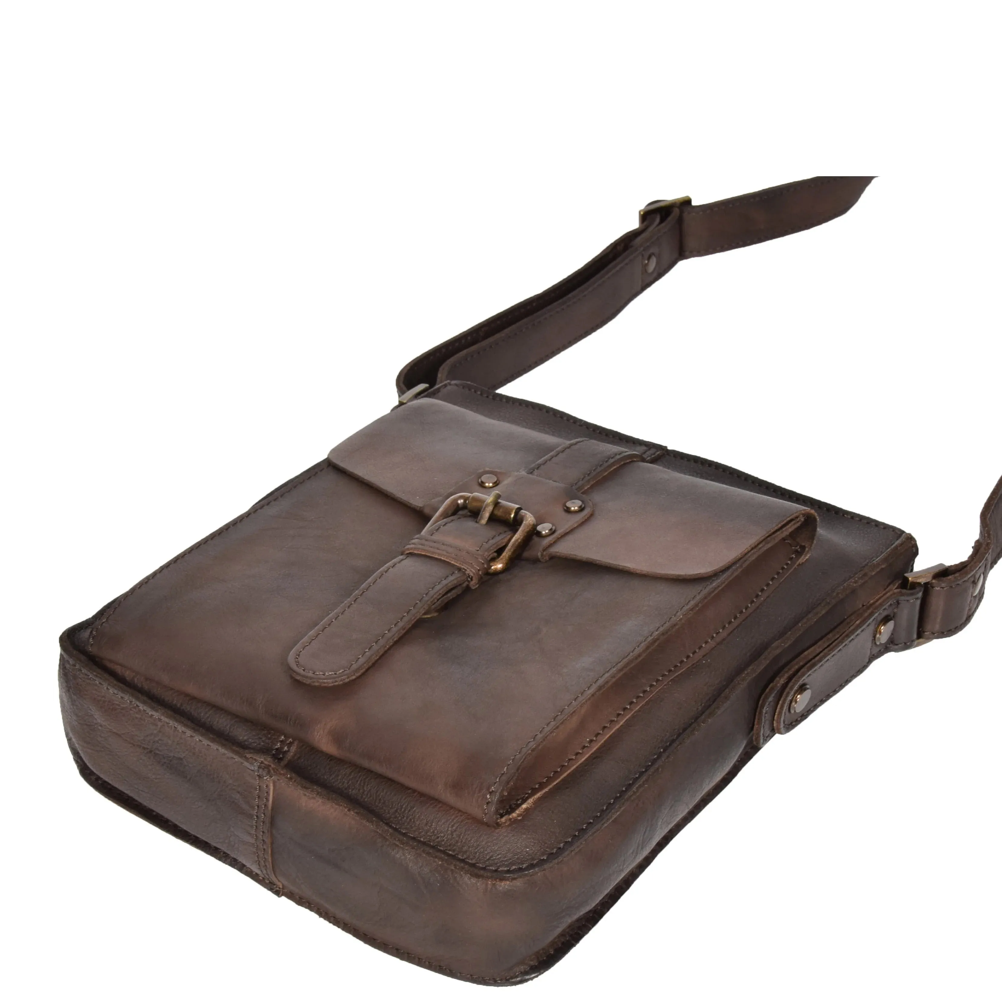 DR275 Mens Real Leather Vintage Body Bag Classic Brown