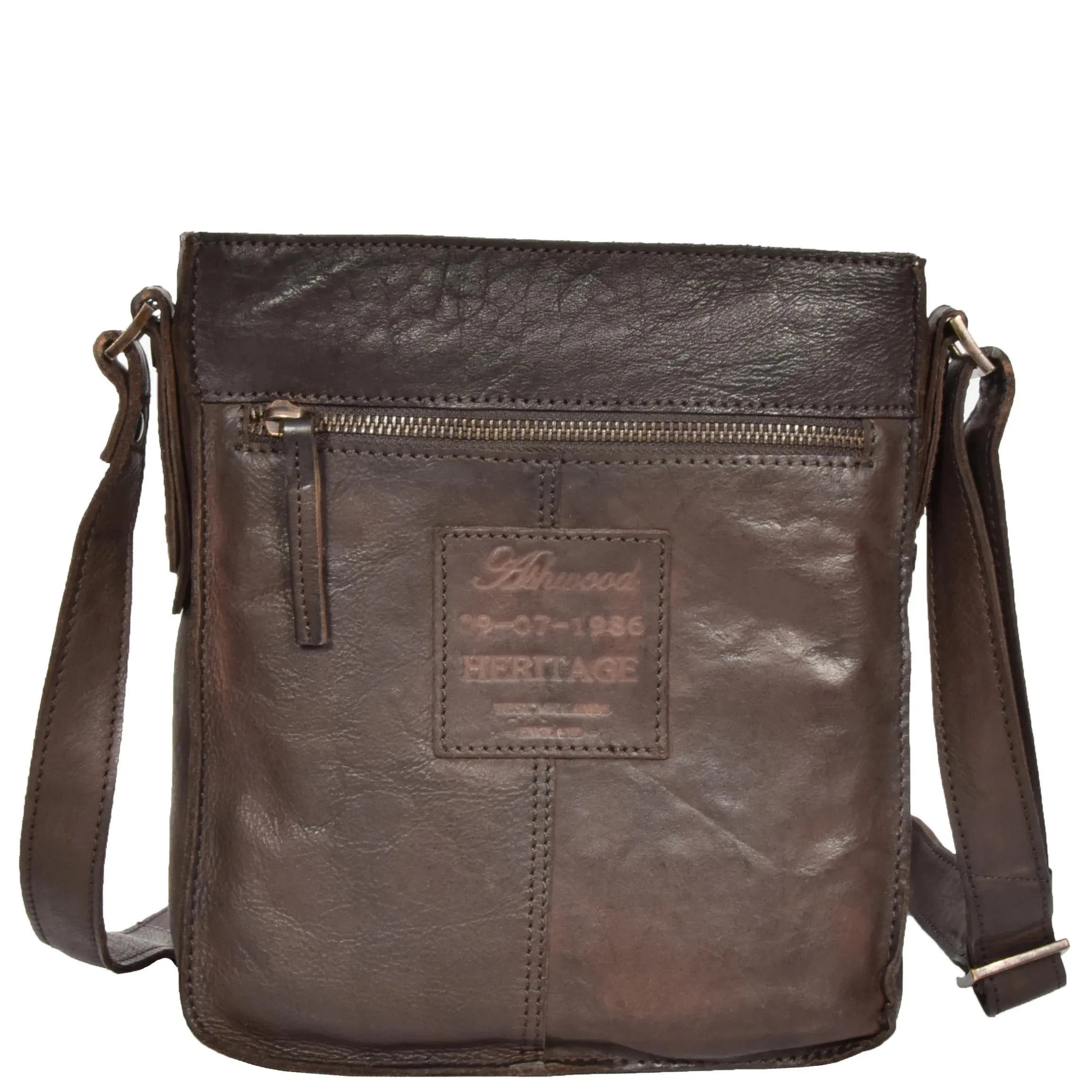 DR275 Mens Real Leather Vintage Body Bag Classic Brown