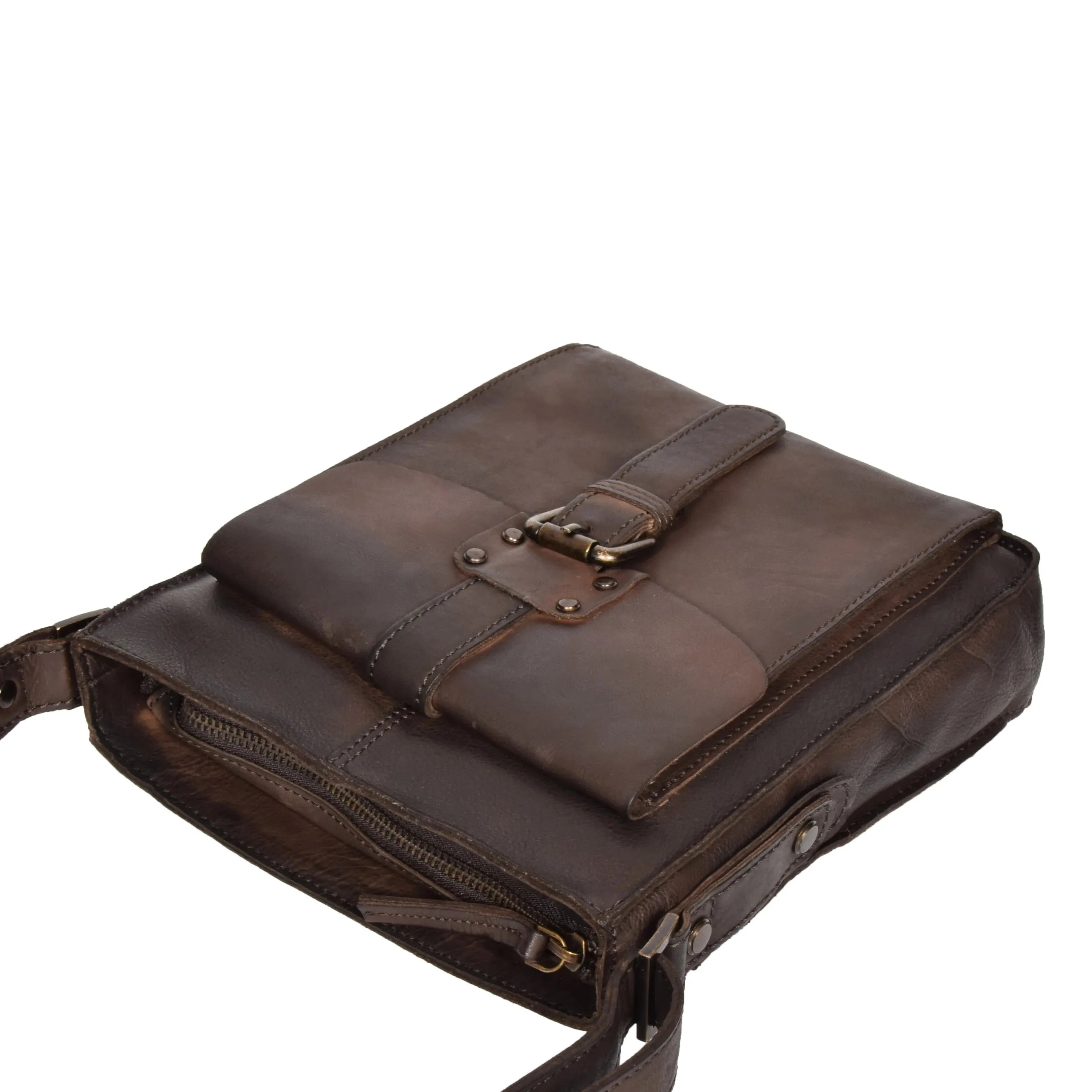 DR275 Mens Real Leather Vintage Body Bag Classic Brown