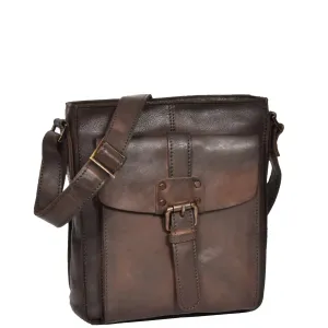 DR275 Mens Real Leather Vintage Body Bag Classic Brown