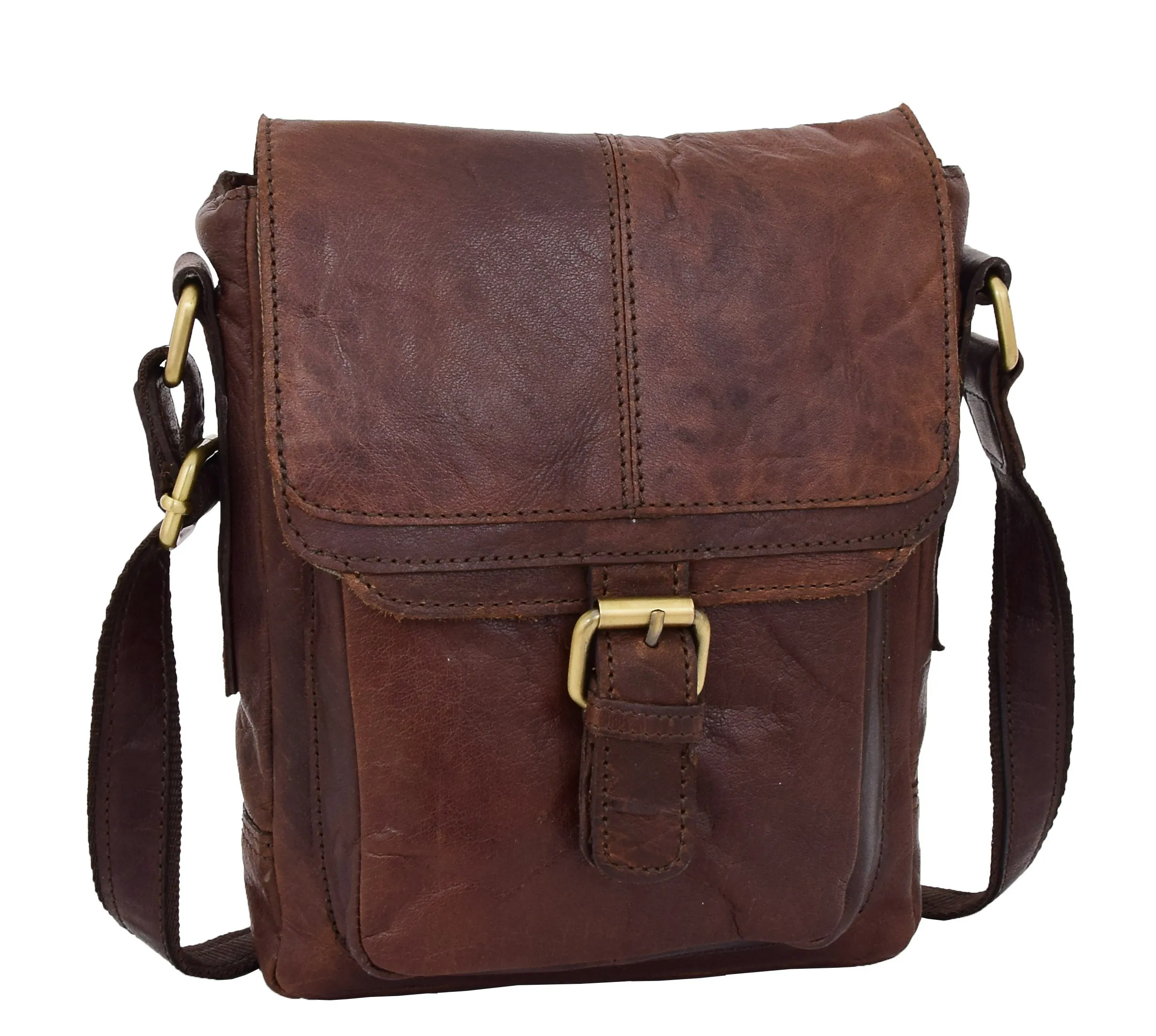 DR286 Real Leather Vintage Cross Body Bag Classic Brown