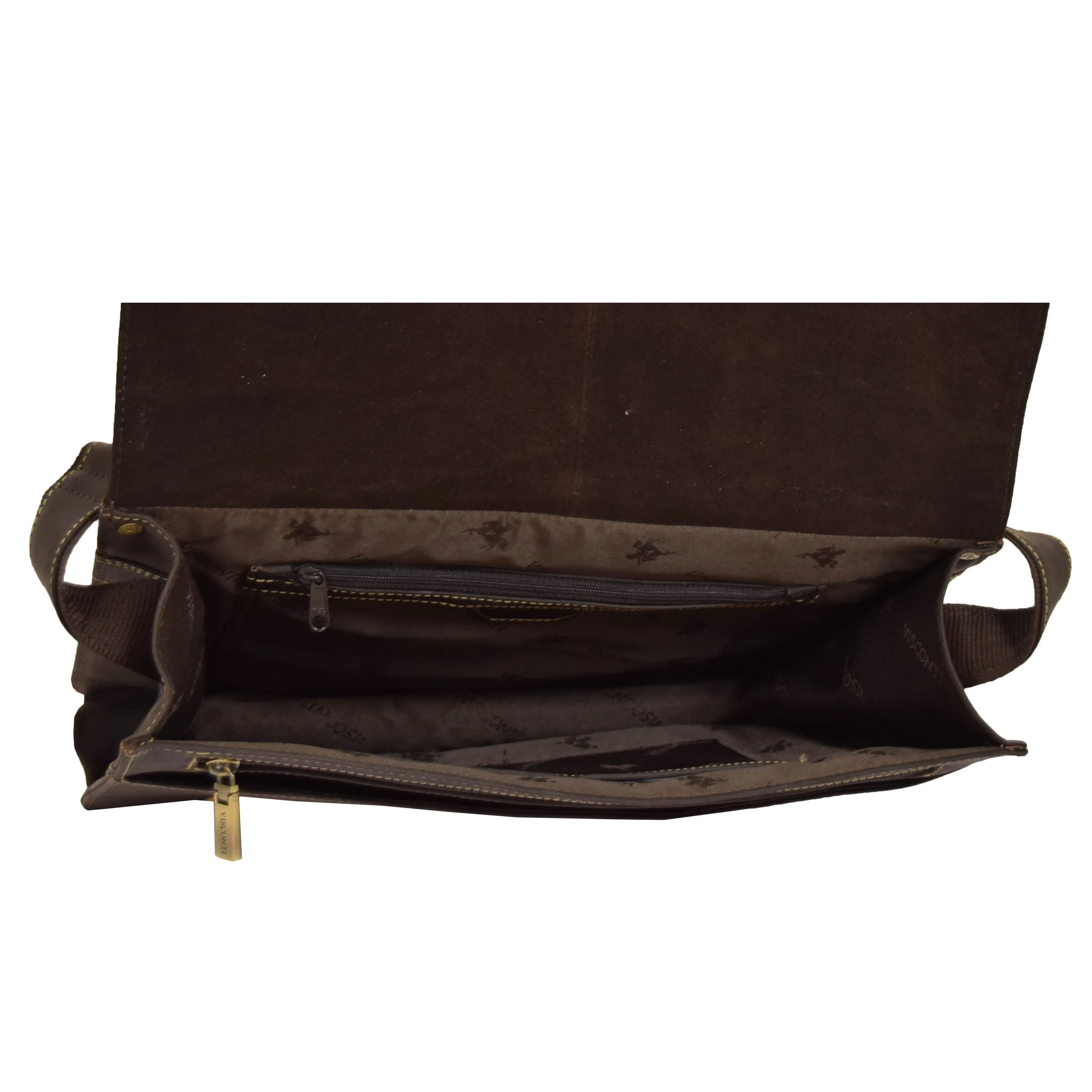 DR375 Men's Leather Cross Body Flap over Bag Brown