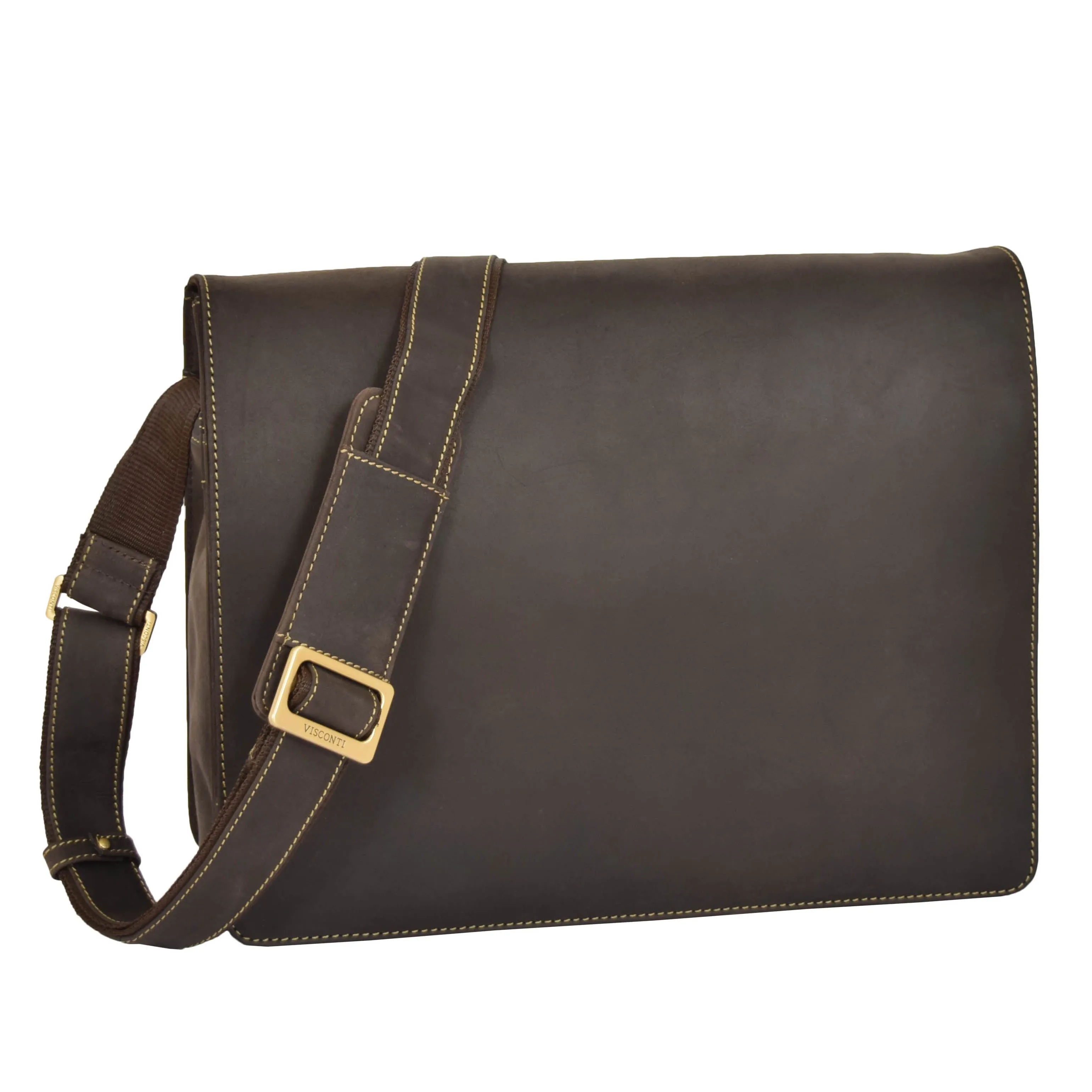 DR375 Men's Leather Cross Body Flap over Bag Brown