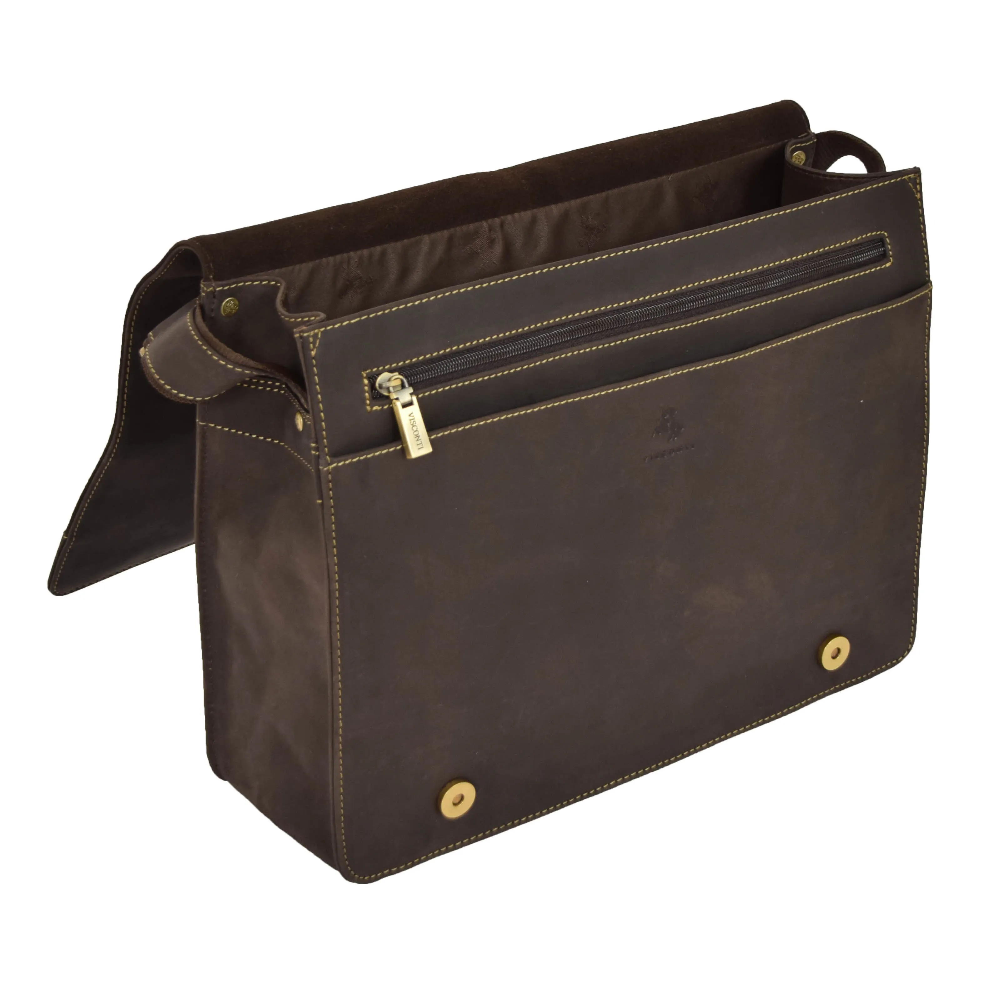 DR375 Men's Leather Cross Body Flap over Bag Brown