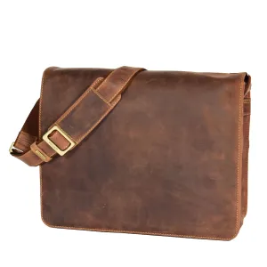 DR375 Men's Leather Cross Body Flap over Bag Tan