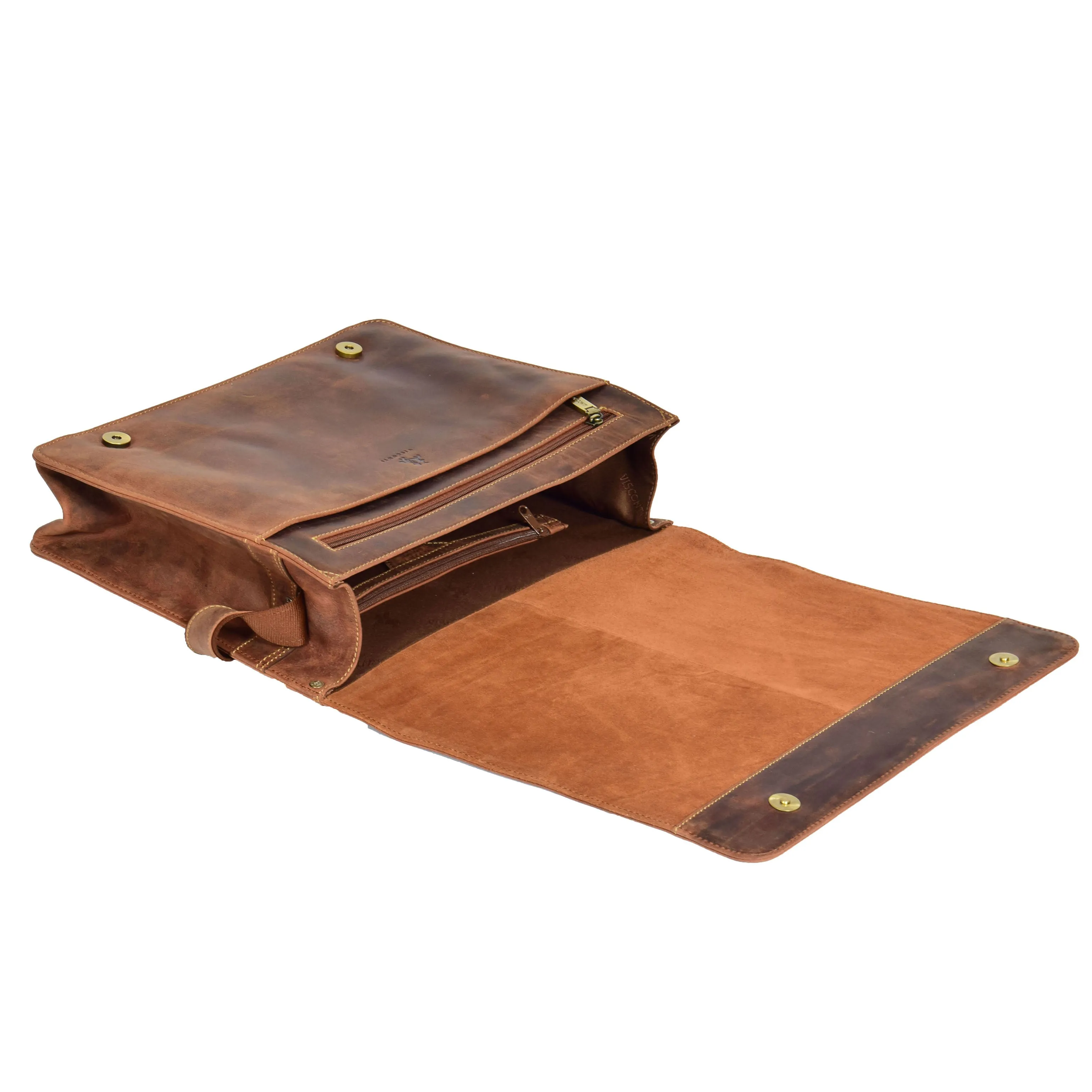 DR375 Men's Leather Cross Body Flap over Bag Tan