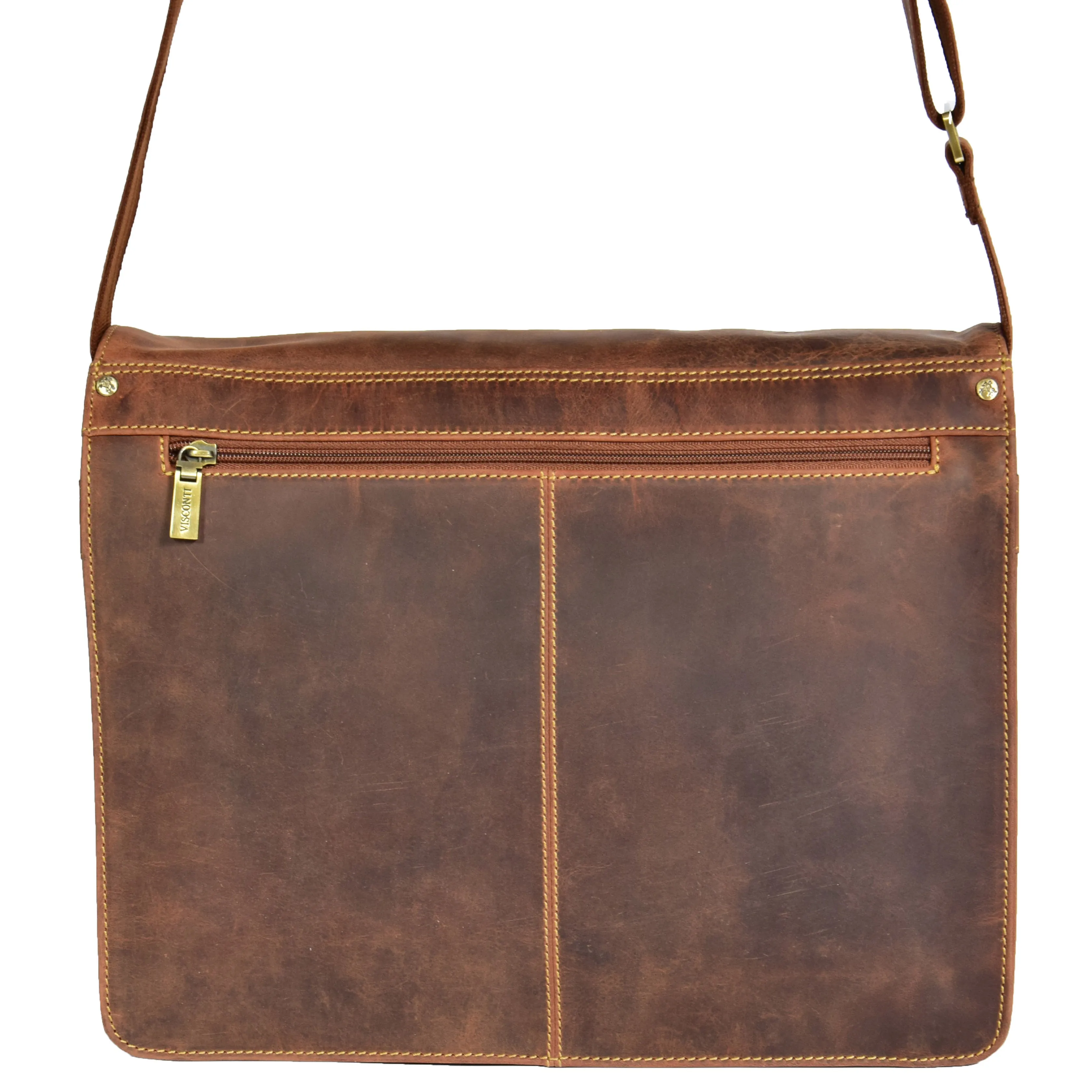 DR375 Men's Leather Cross Body Flap over Bag Tan