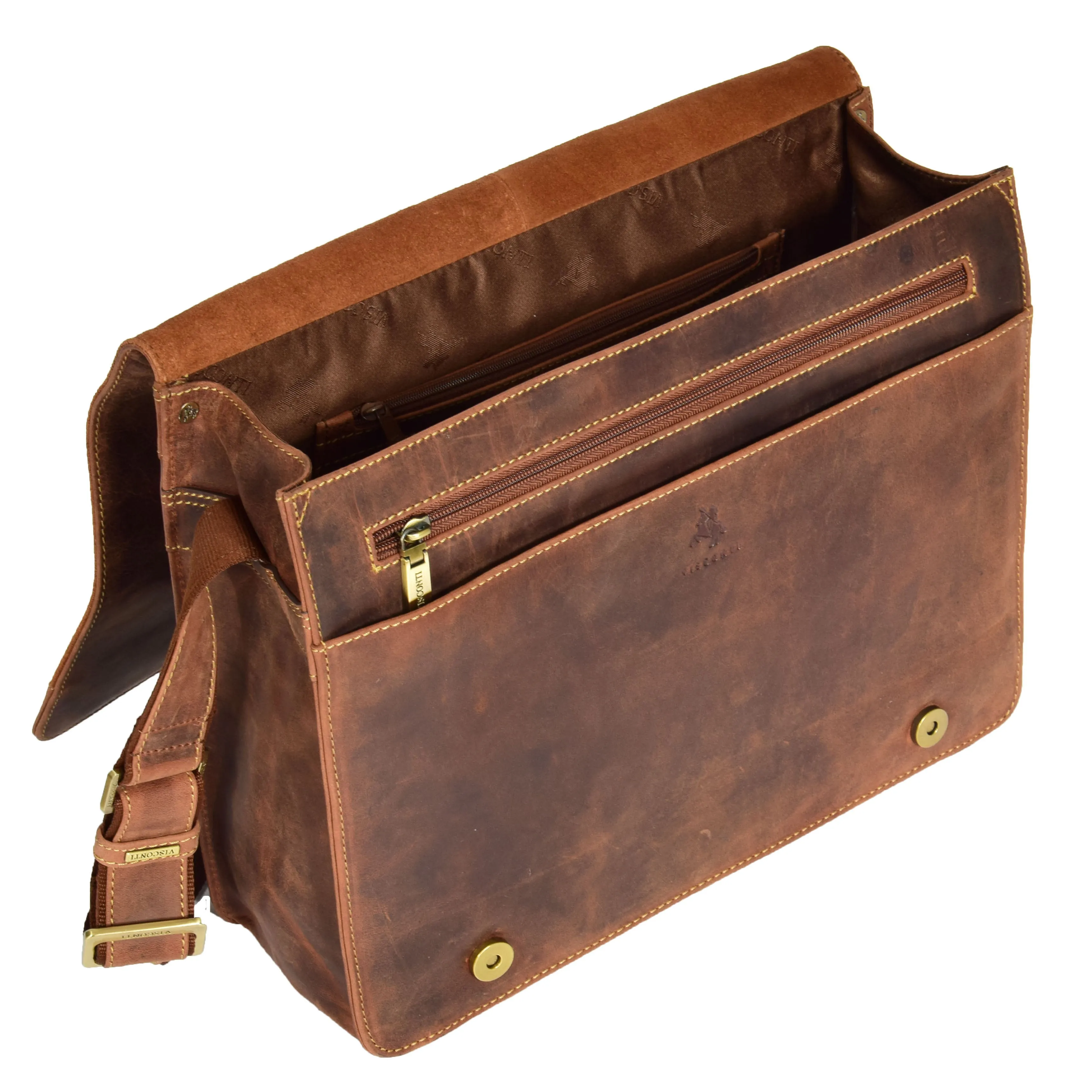 DR375 Men's Leather Cross Body Flap over Bag Tan