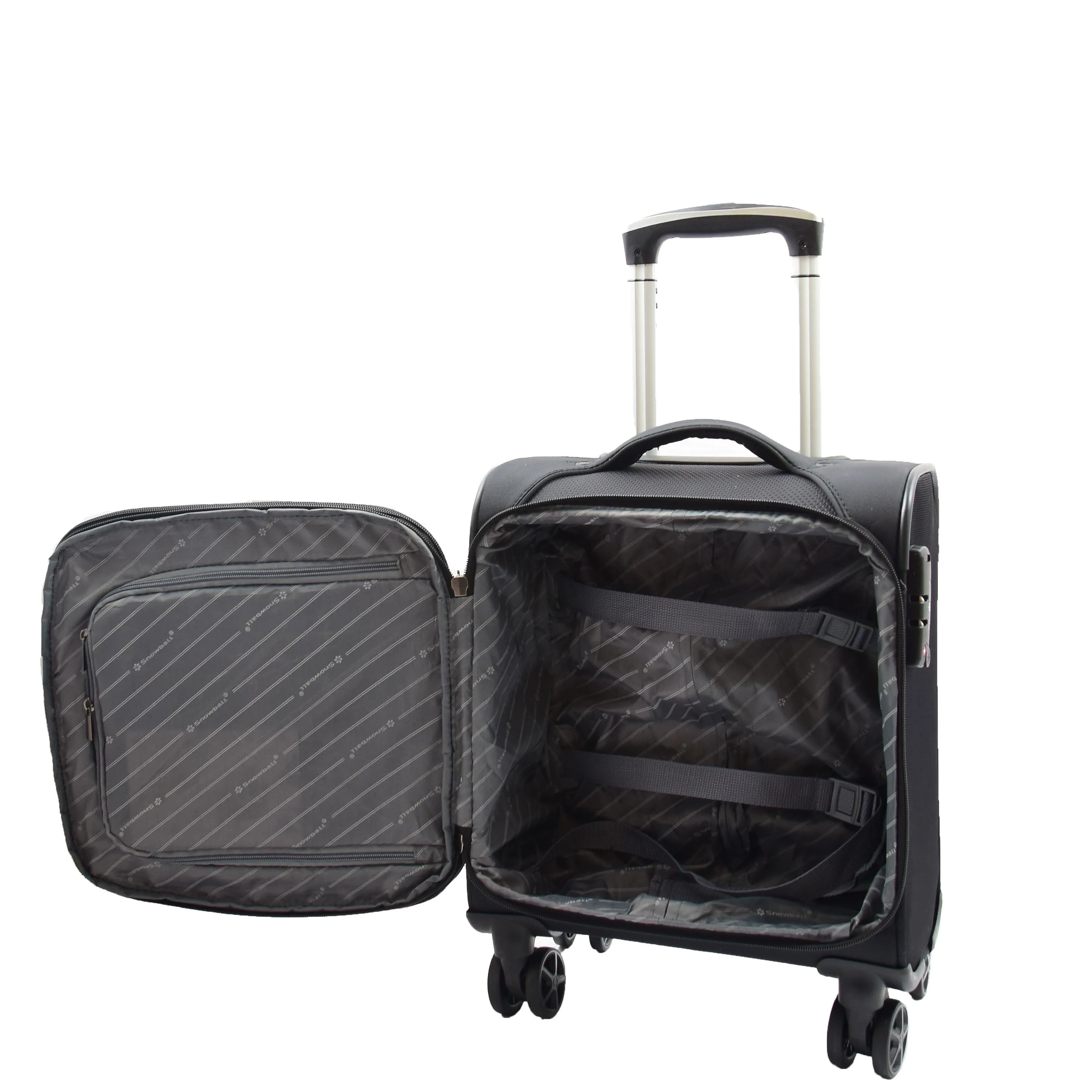 DR543 Soft Expandable 8 Wheeled Luggage Black