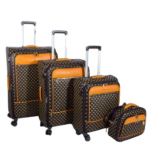 DR545 Expandable Soft Case 4 Wheeled PVC Luggage Brown
