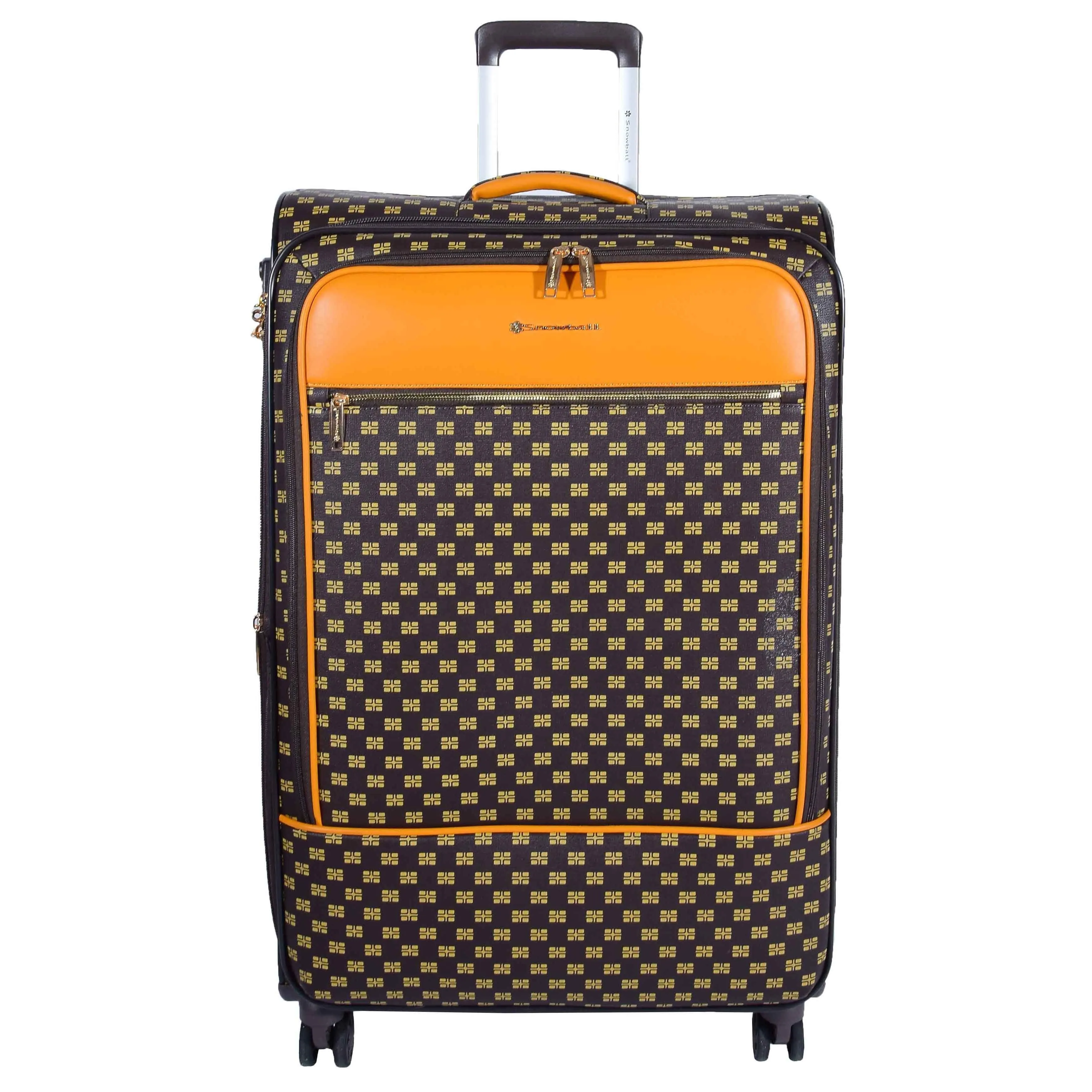DR545 Expandable Soft Case 4 Wheeled PVC Luggage Brown