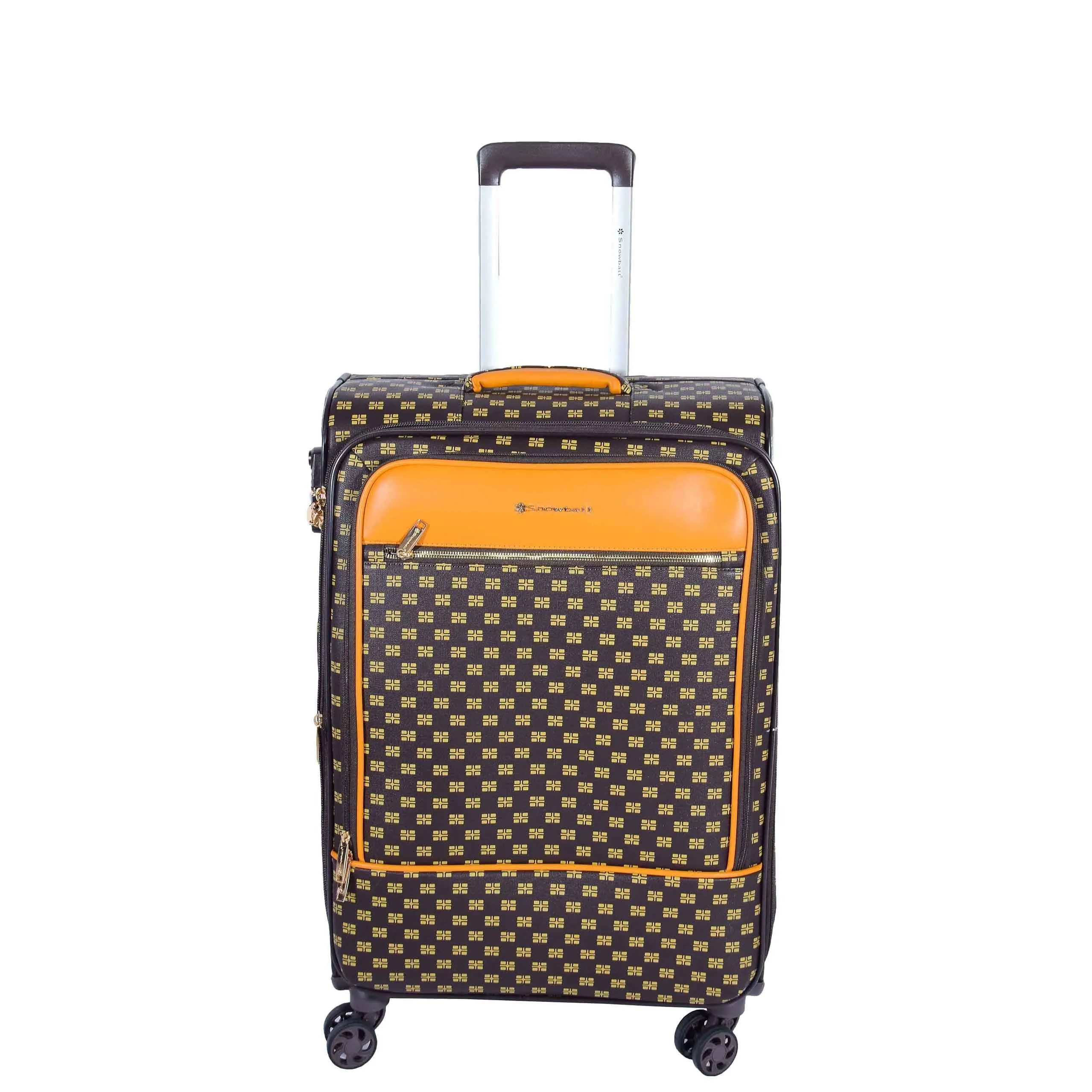 DR545 Expandable Soft Case 4 Wheeled PVC Luggage Brown
