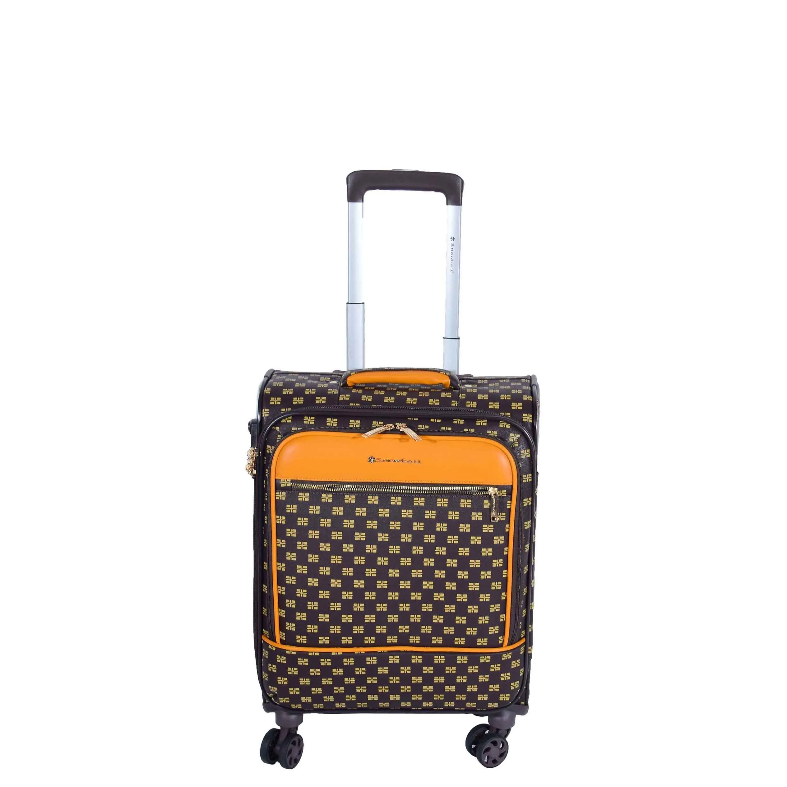 DR545 Expandable Soft Case 4 Wheeled PVC Luggage Brown