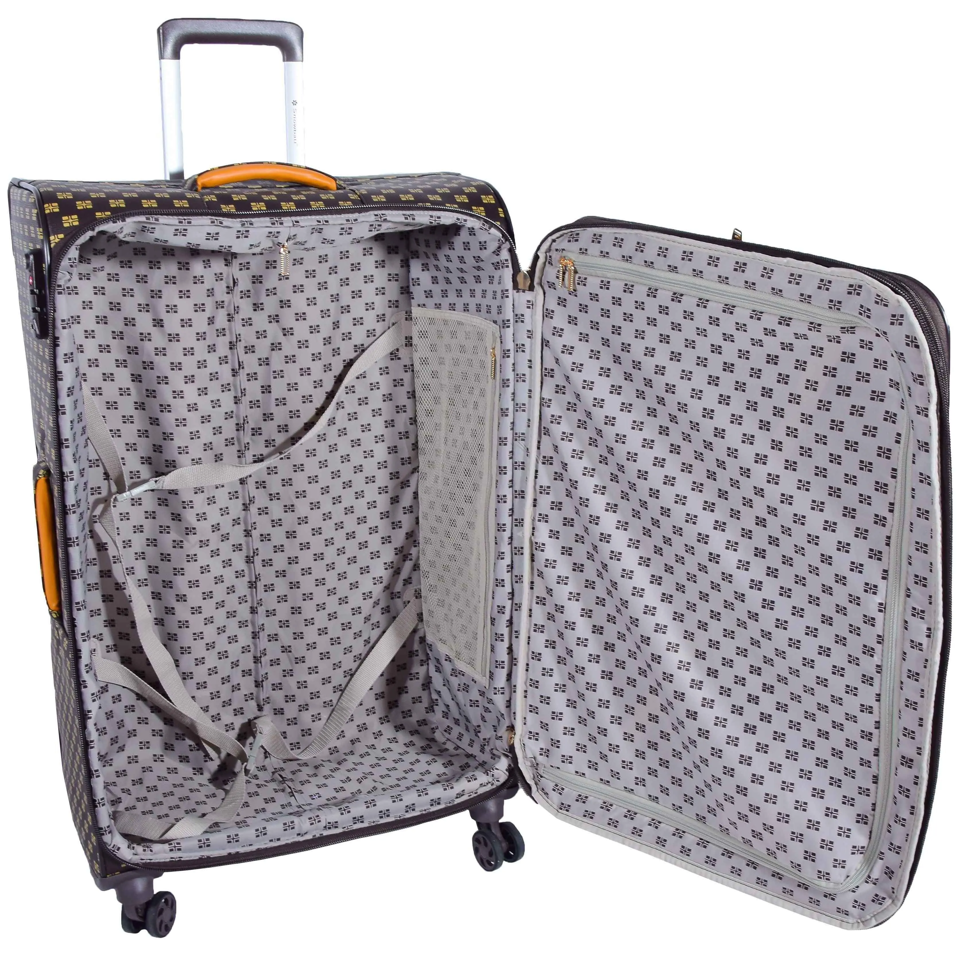 DR545 Expandable Soft Case 4 Wheeled PVC Luggage Brown