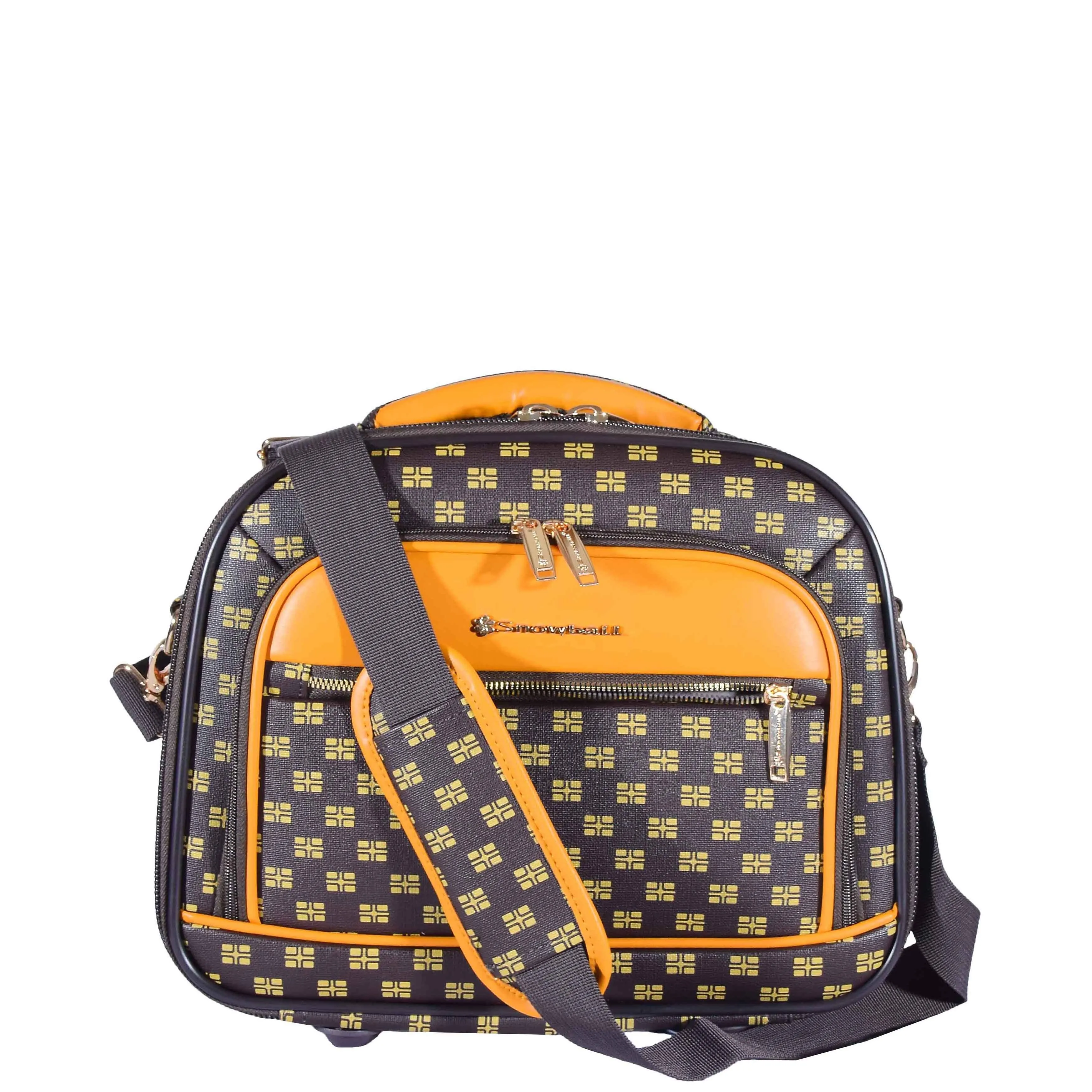 DR545 Expandable Soft Case 4 Wheeled PVC Luggage Brown