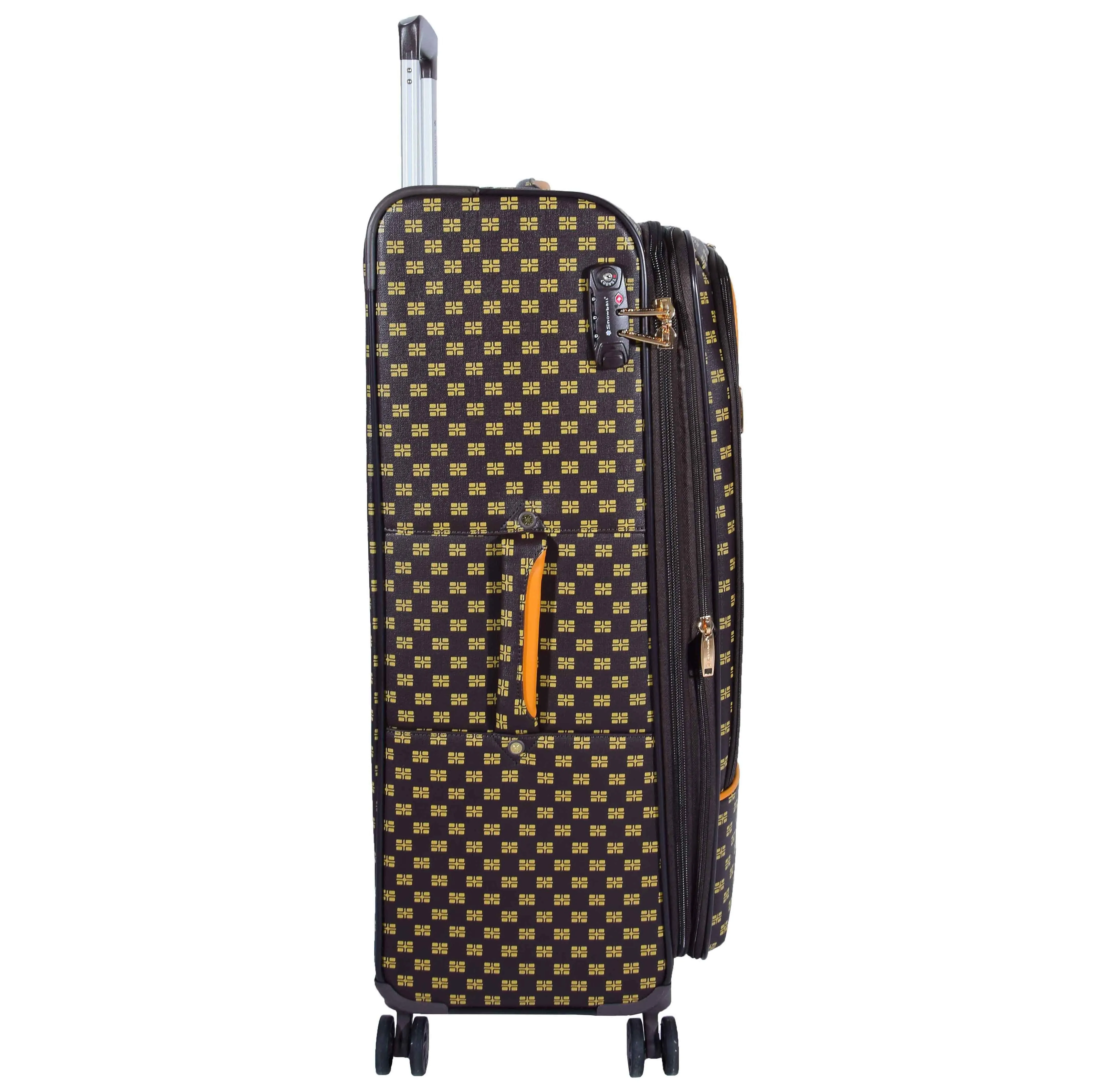 DR545 Expandable Soft Case 4 Wheeled PVC Luggage Brown