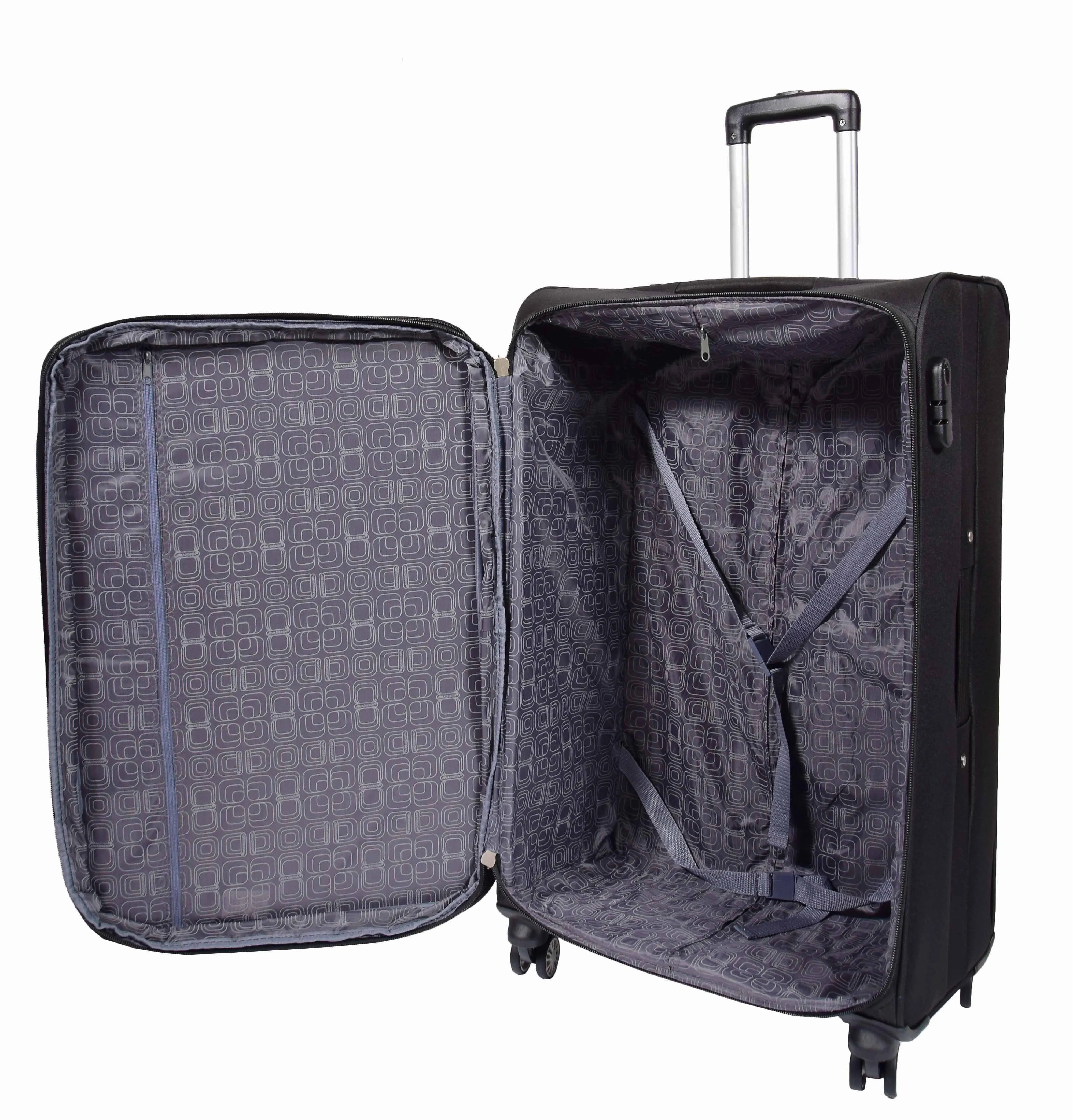 DR549 Expandable 8 Spinner Wheel Soft Luggage Black