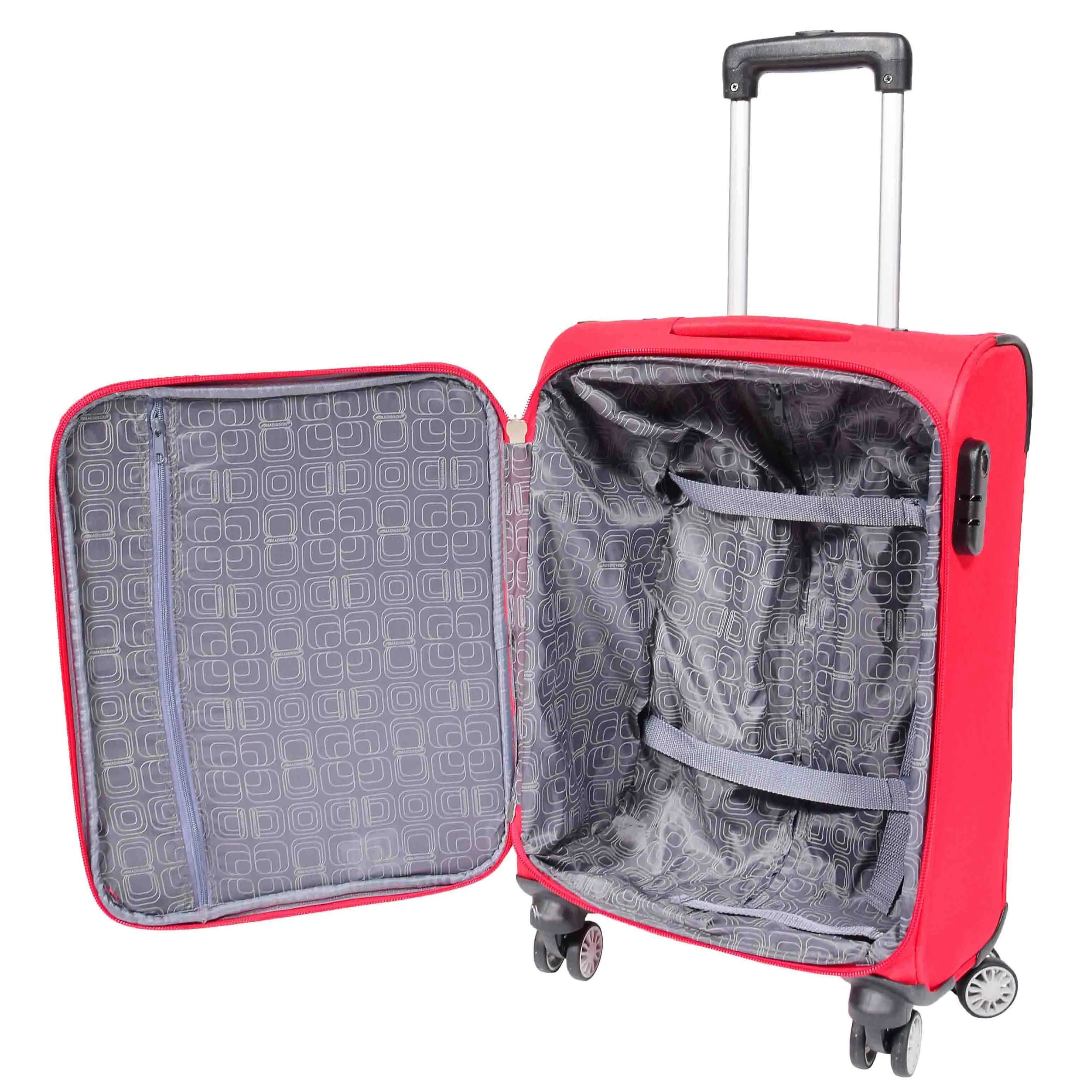 DR549 Expandable 8 Spinner Wheel Soft Luggage Red