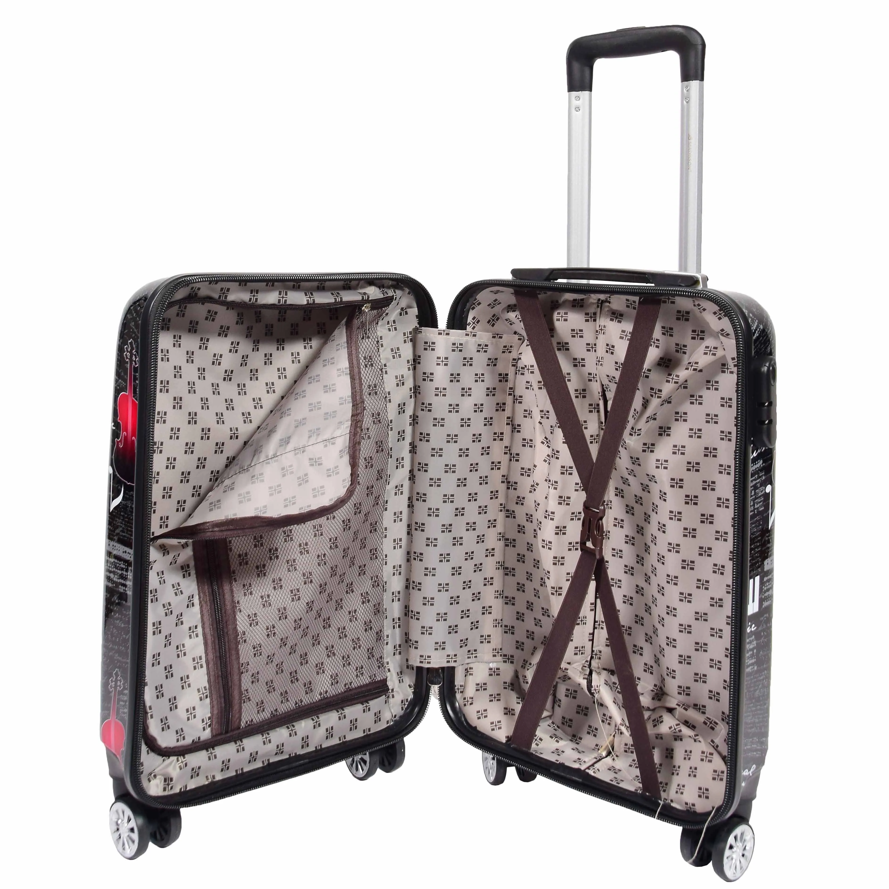 DR550 Four Wheeled Hard Cabin Luggage With Classical Music Print