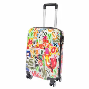 DR551 Four Wheeled Hard Cabin Luggage With Classical Alphabets Print