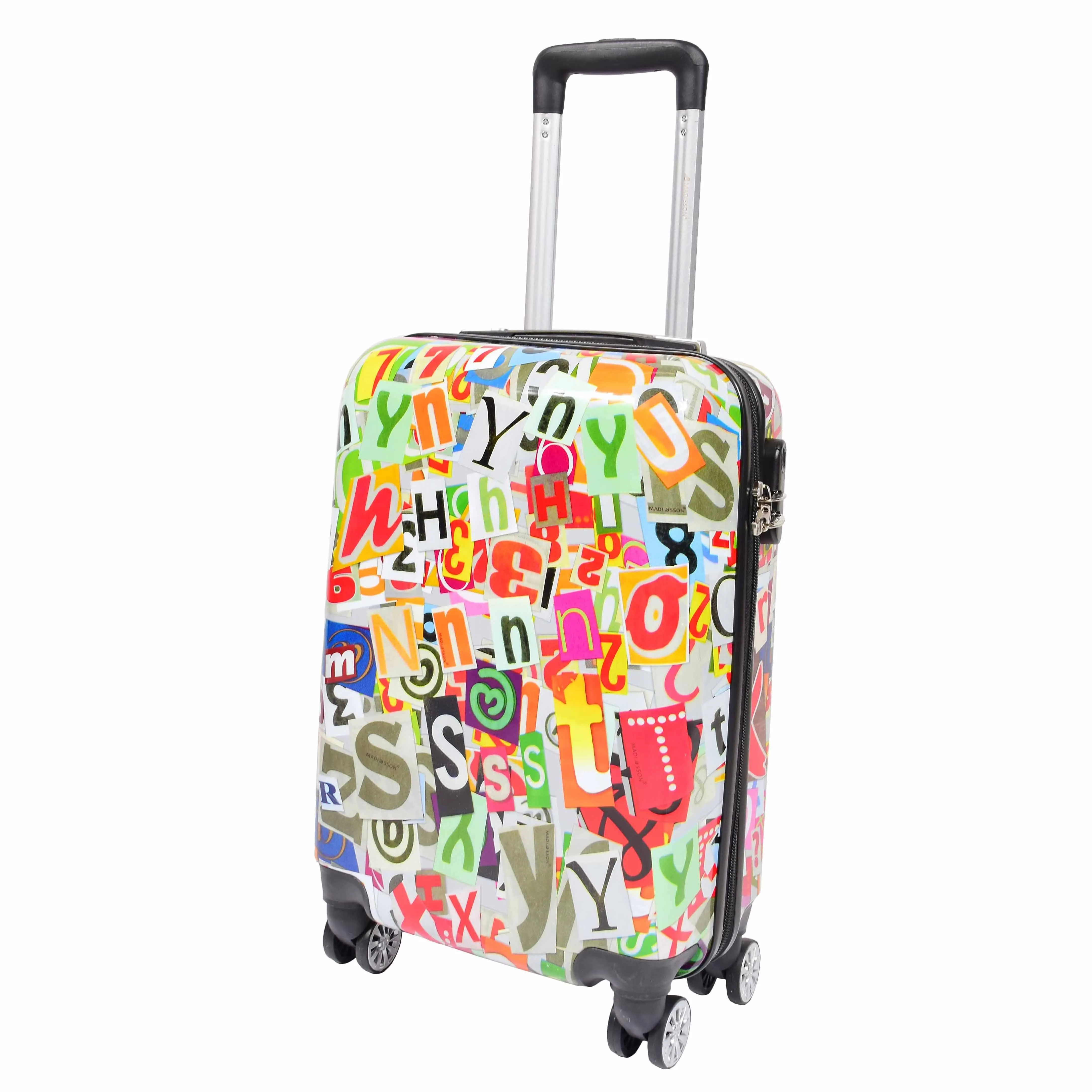 DR551 Four Wheeled Hard Cabin Luggage With Classical Alphabets Print