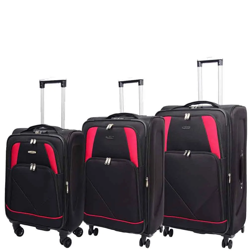 DR568 Soft Case Four Wheel Travel Luggage Suitcase Black