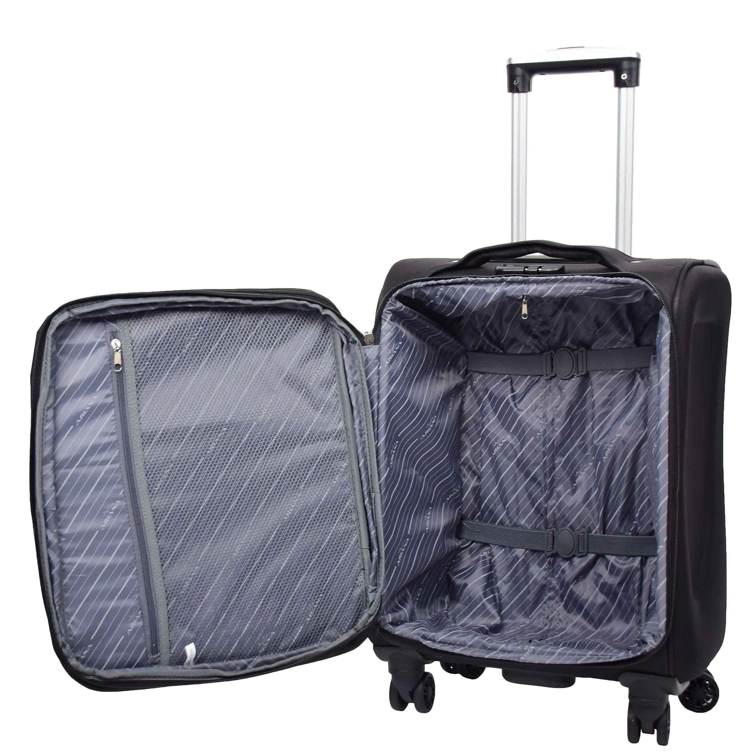 DR568 Soft Case Four Wheel Travel Luggage Suitcase Black