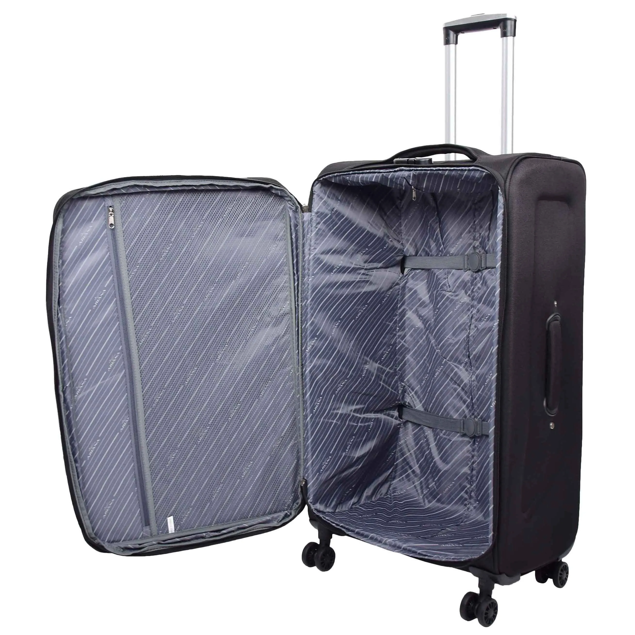 DR568 Soft Case Four Wheel Travel Luggage Suitcase Black