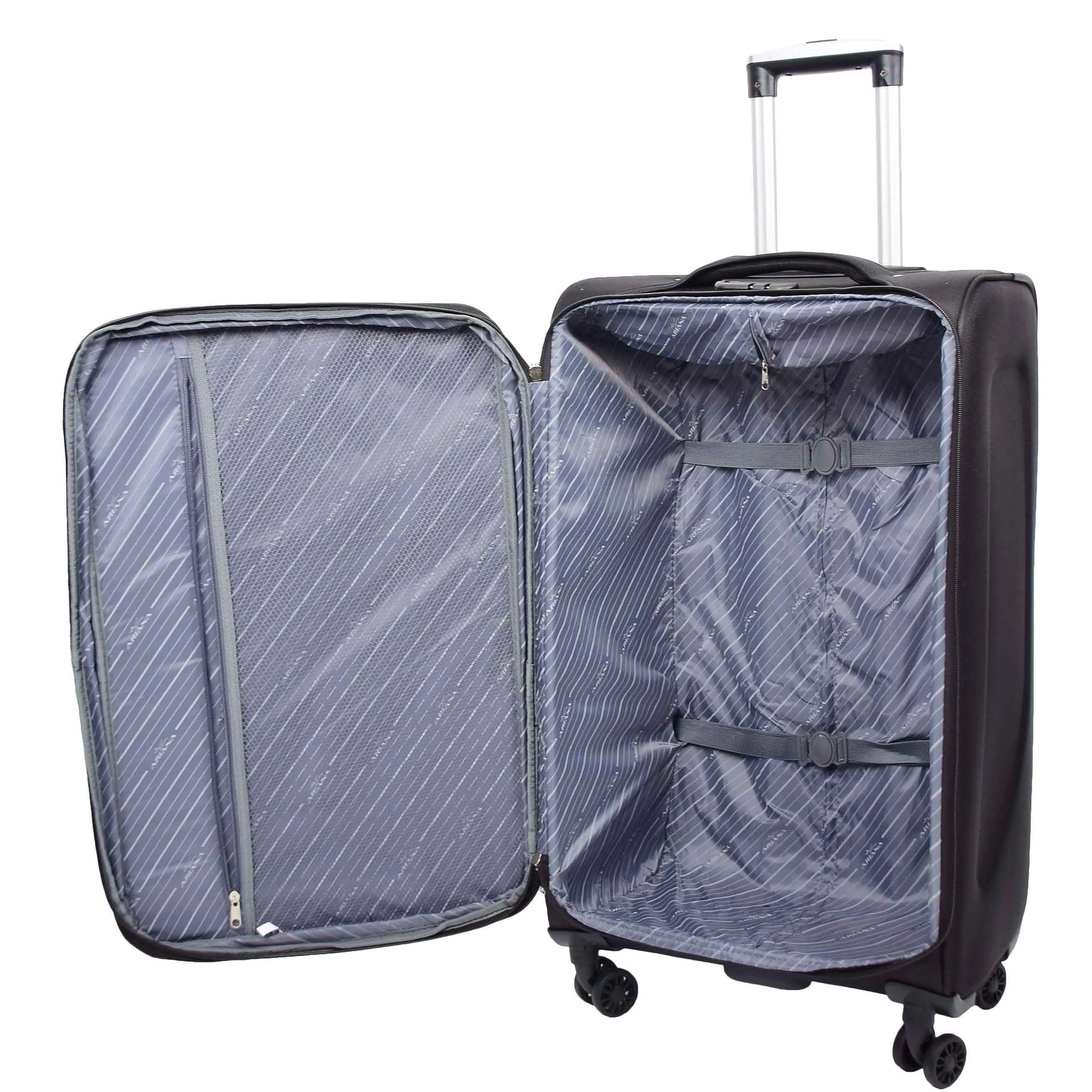 DR568 Soft Case Four Wheel Travel Luggage Suitcase Black