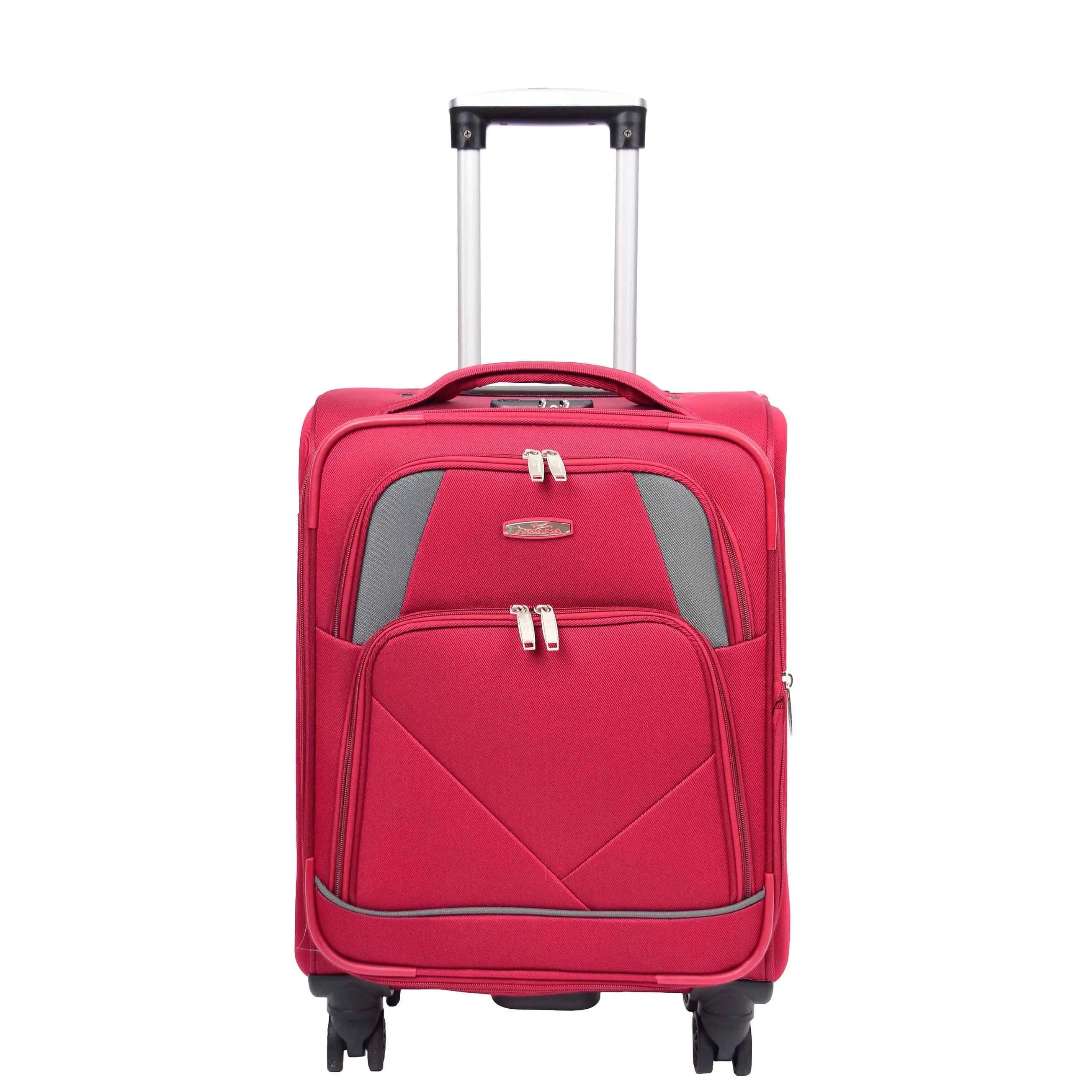 DR568 Soft Case Four Wheel Travel Luggage Suitcase Burgundy